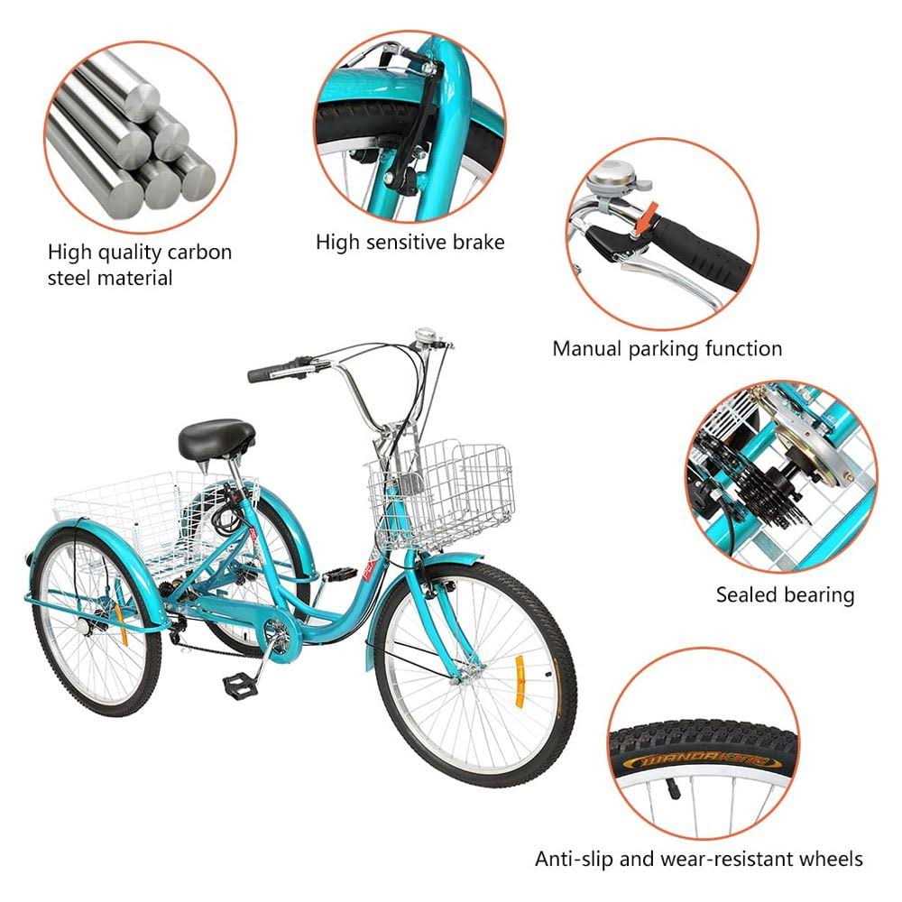 Pexmor Adult Trike 7 Speed 24/26 Inch Tricycle for Adult Three-Wheele - Image 3
