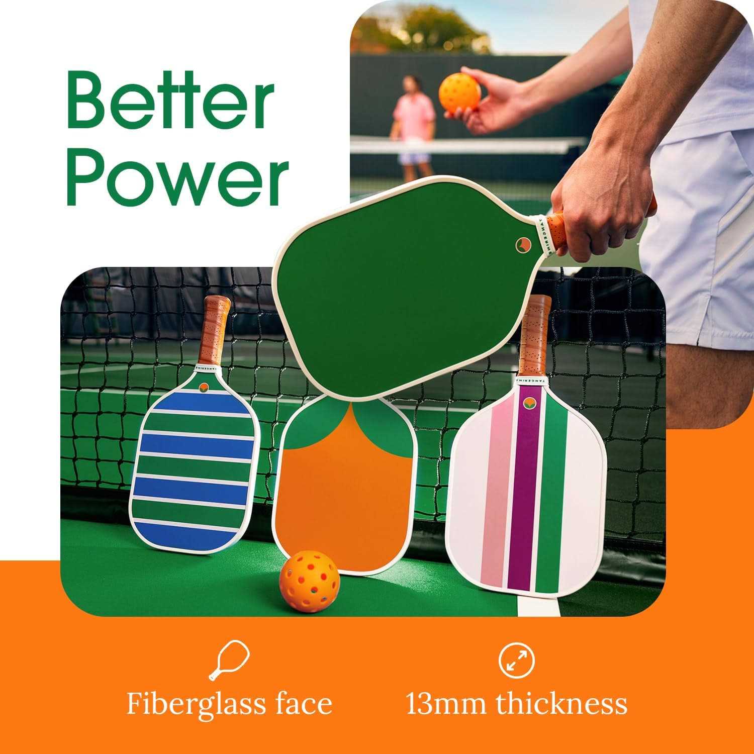 Tangerine Cute Pickleball Paddles Lightweight Beginners - Image 4