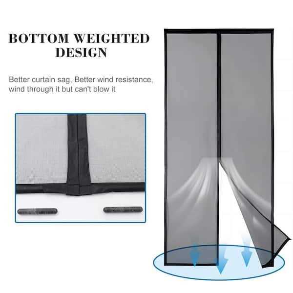 39 in. x 82 in. Black Fiberglass Magnetic Screen Door Heavy Duty Mesh Curtain Bi-Parting - Image 5