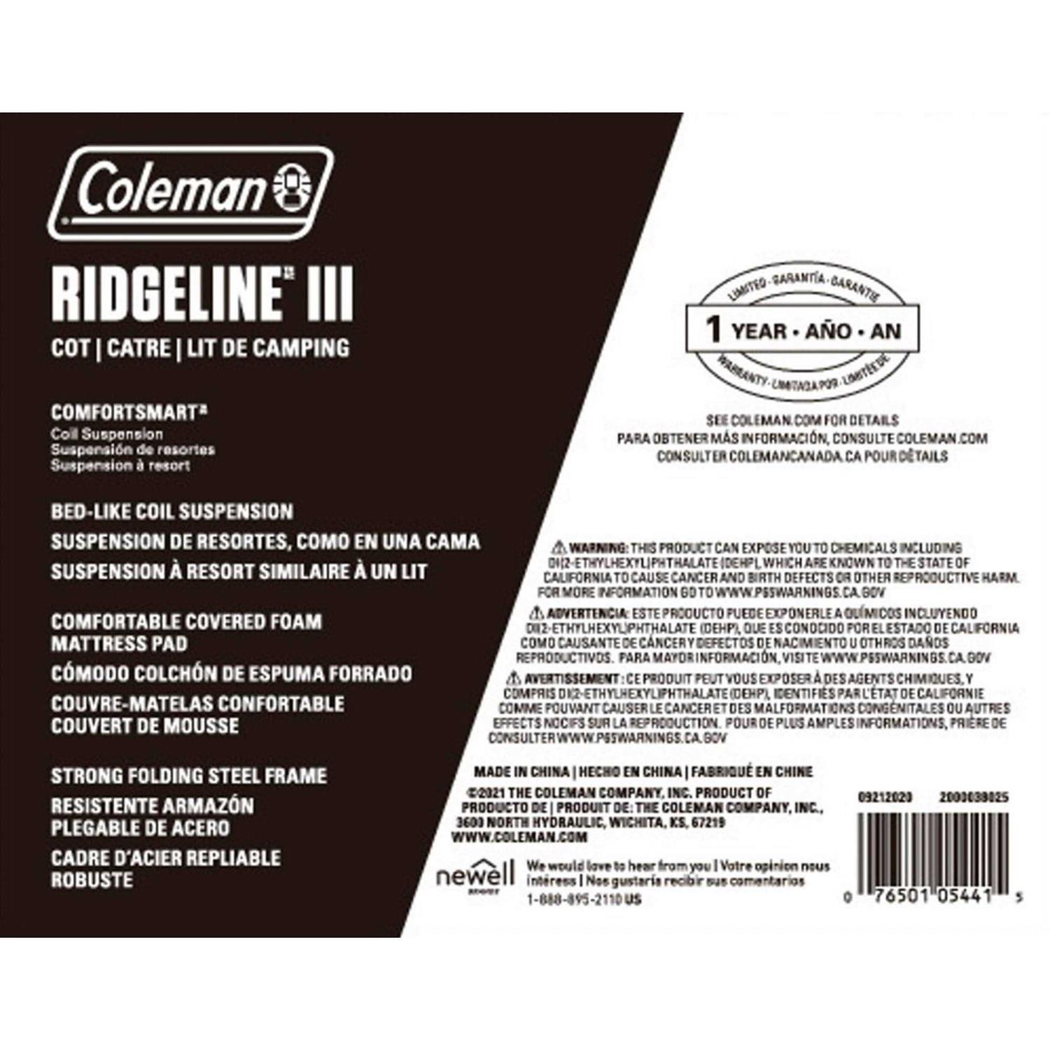 Coleman Ridgeline Camping Cot with Foam Sleeping Pad - Image 3