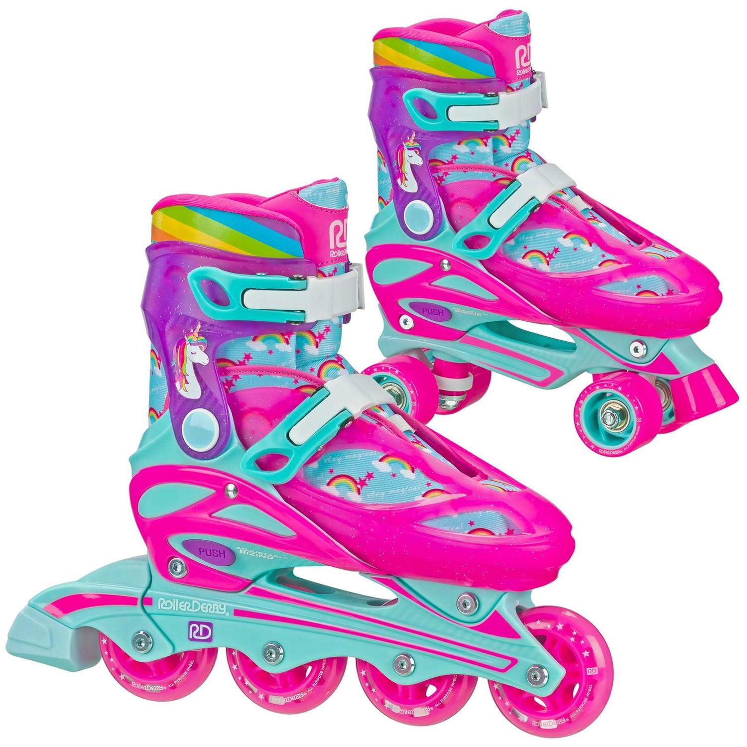 Roller Derby Sprinter Girl's 2-in-1 Quad Roller and Inline Skates Combo