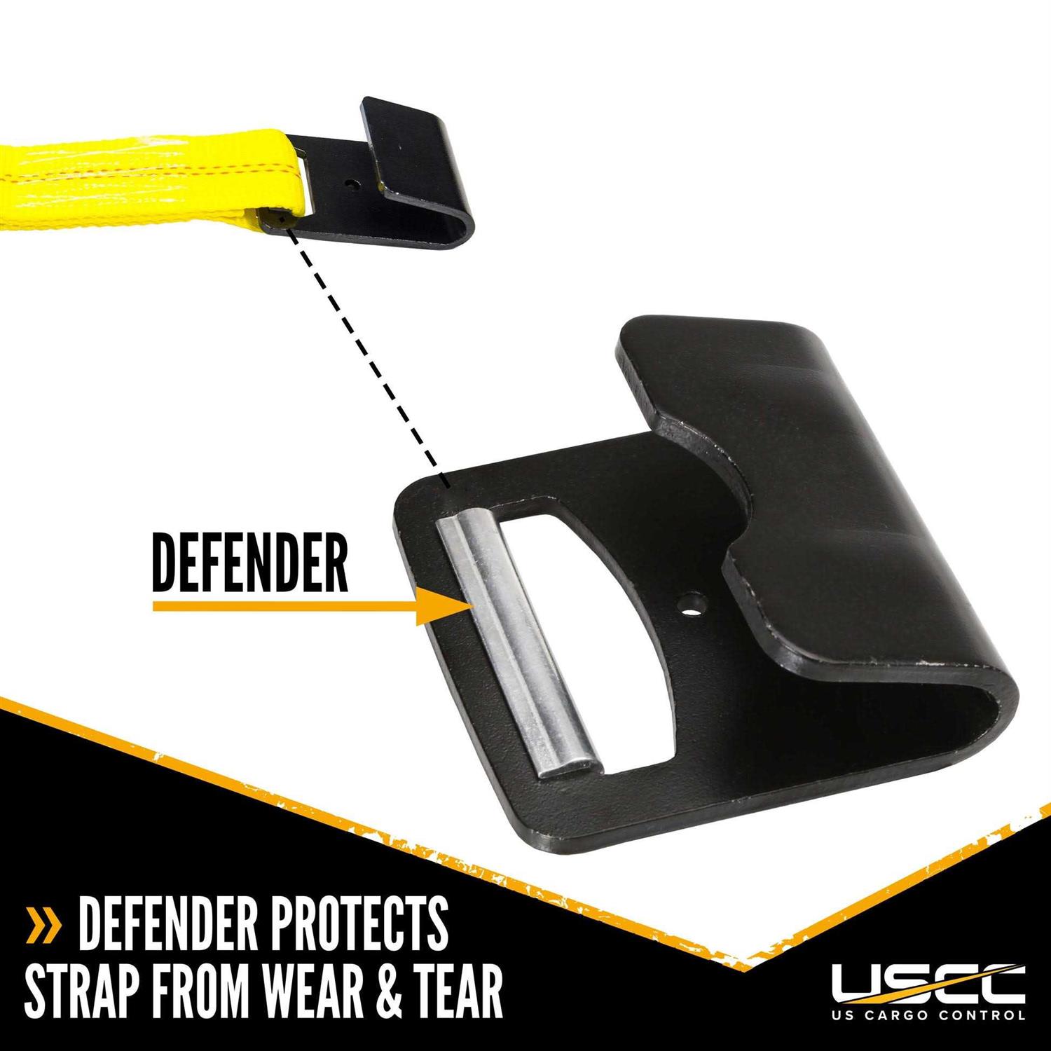 4 x 20' Yellow Ratchet Strap w/ Flat Hooks - Image 5