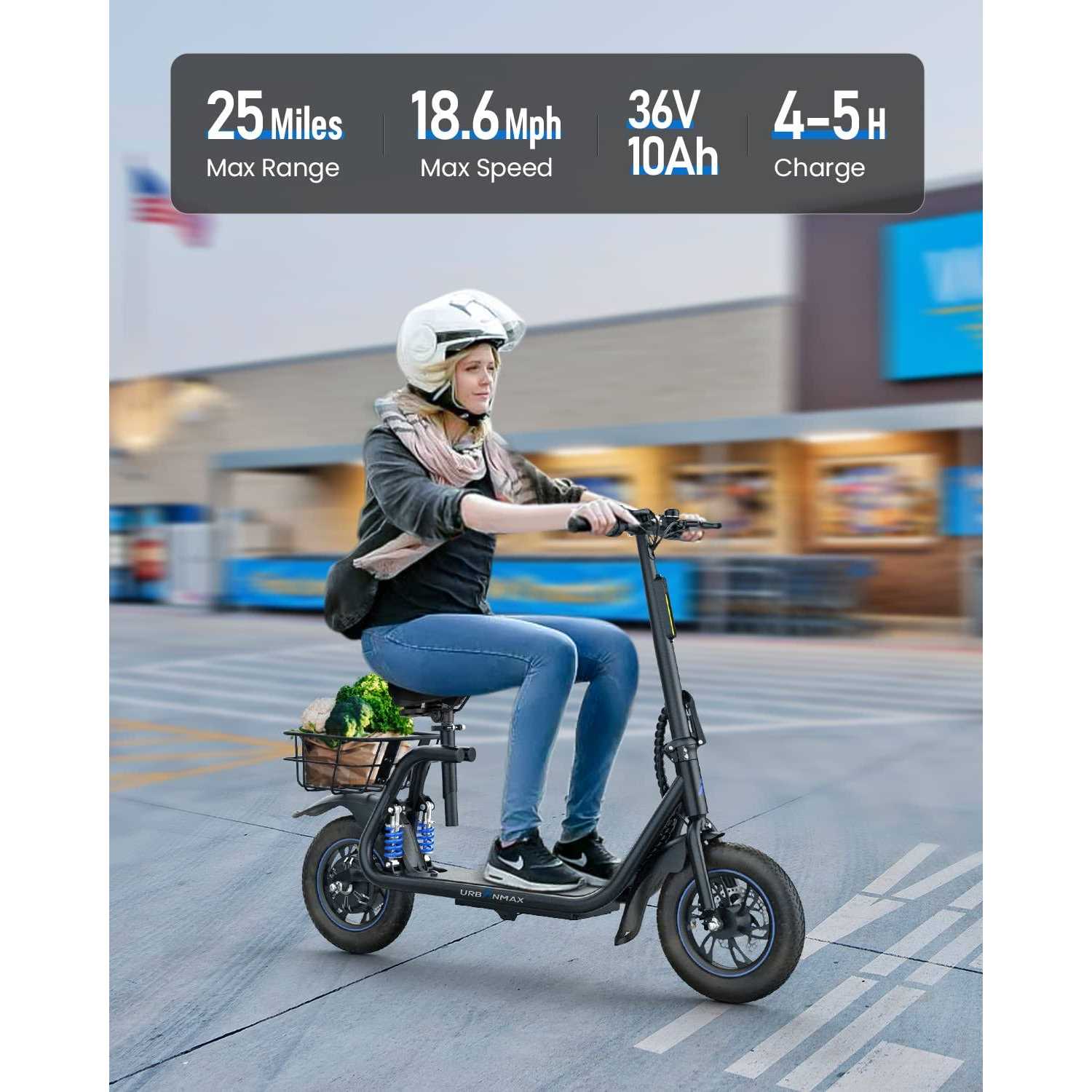 URBANMAX C1 Electric Scooter with Seat 450W Powerful Motor up to 22 Miles Range - Image 4