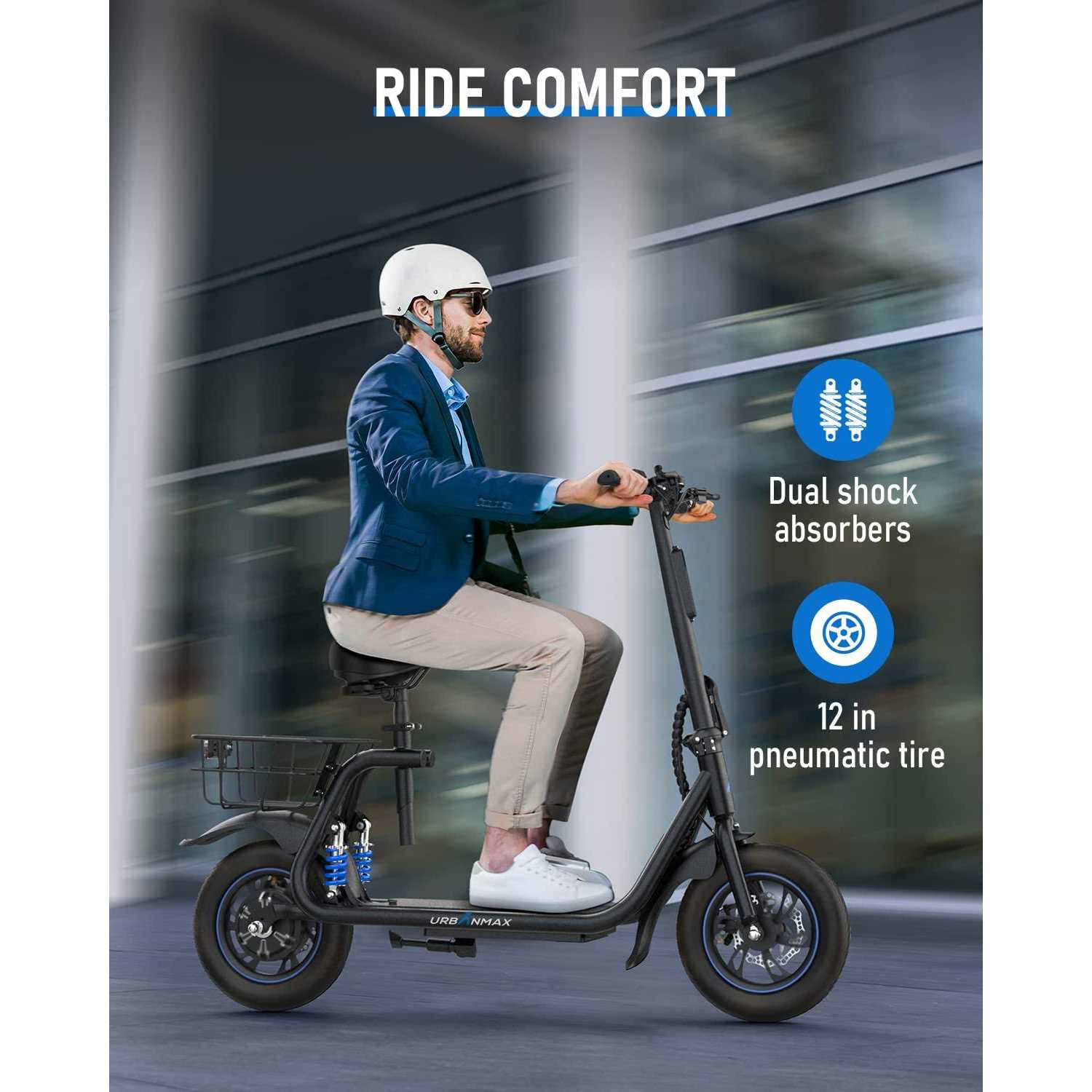 URBANMAX C1 Electric Scooter with Seat 450W Powerful Motor up to 22 Miles Range - Image 5