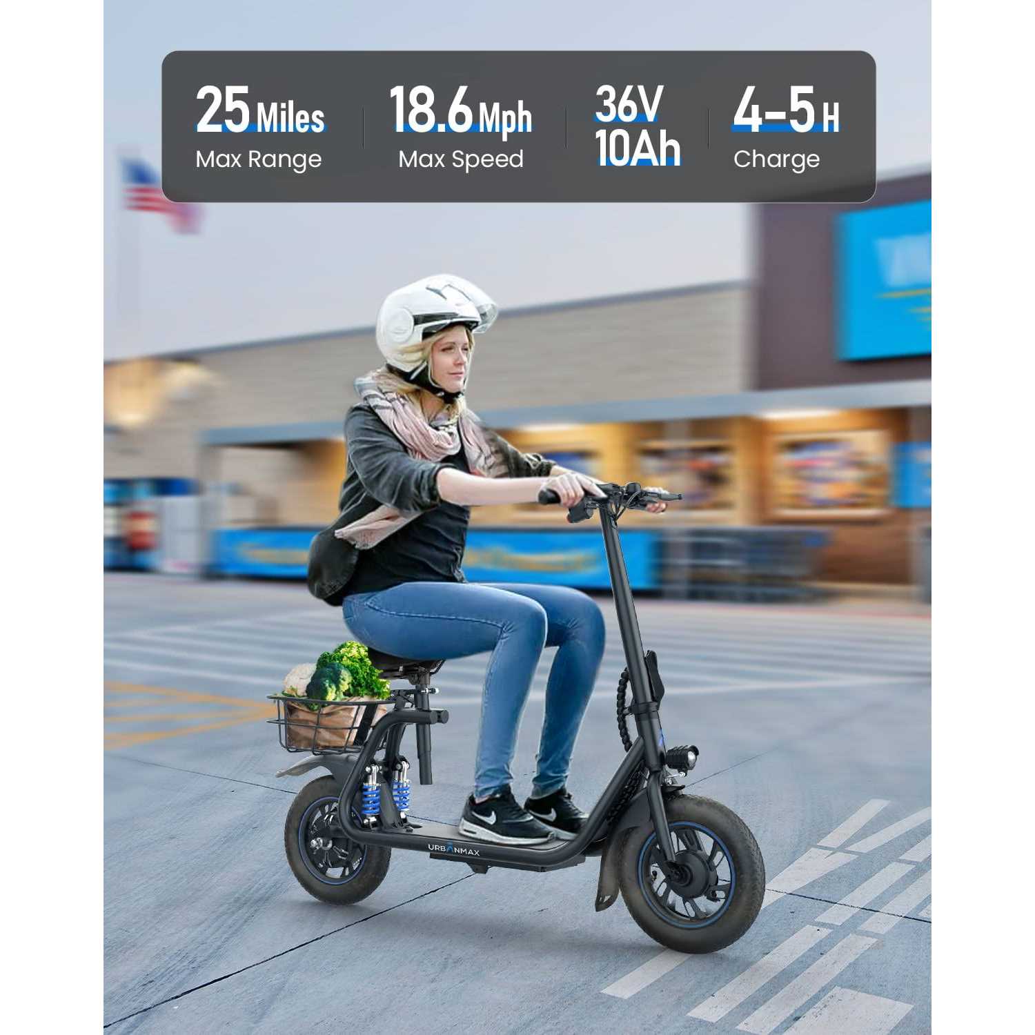 URBANMAX C1 Electric Scooter with Seat 450W Powerful Motor up to 22 Miles Range - Image 5