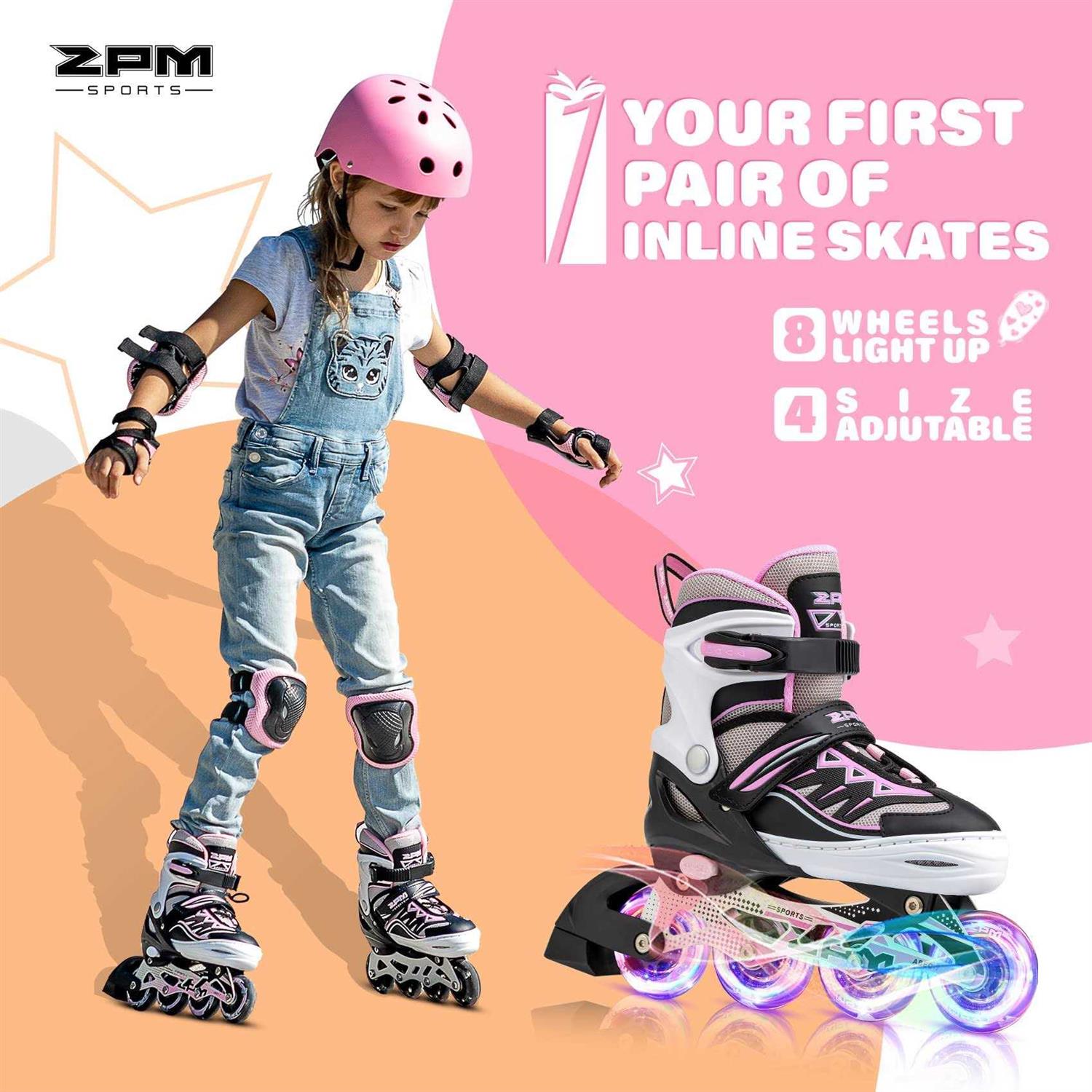 2pm Sports Vinal Girls Adjustable Inline Skates with Light up Wheels Skates Fun Illuminating Skates for Kids Boys and - Image 4