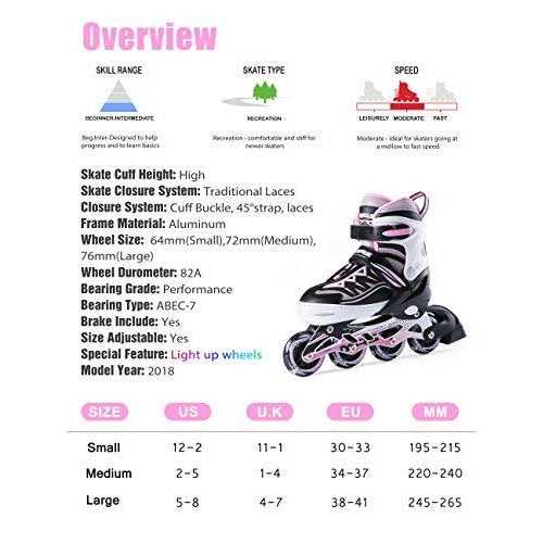 2pm Sports Vinal Girls Adjustable Inline Skates with Light up Wheels Skates Fun Illuminating Skates for Kids Boys and - Image 5