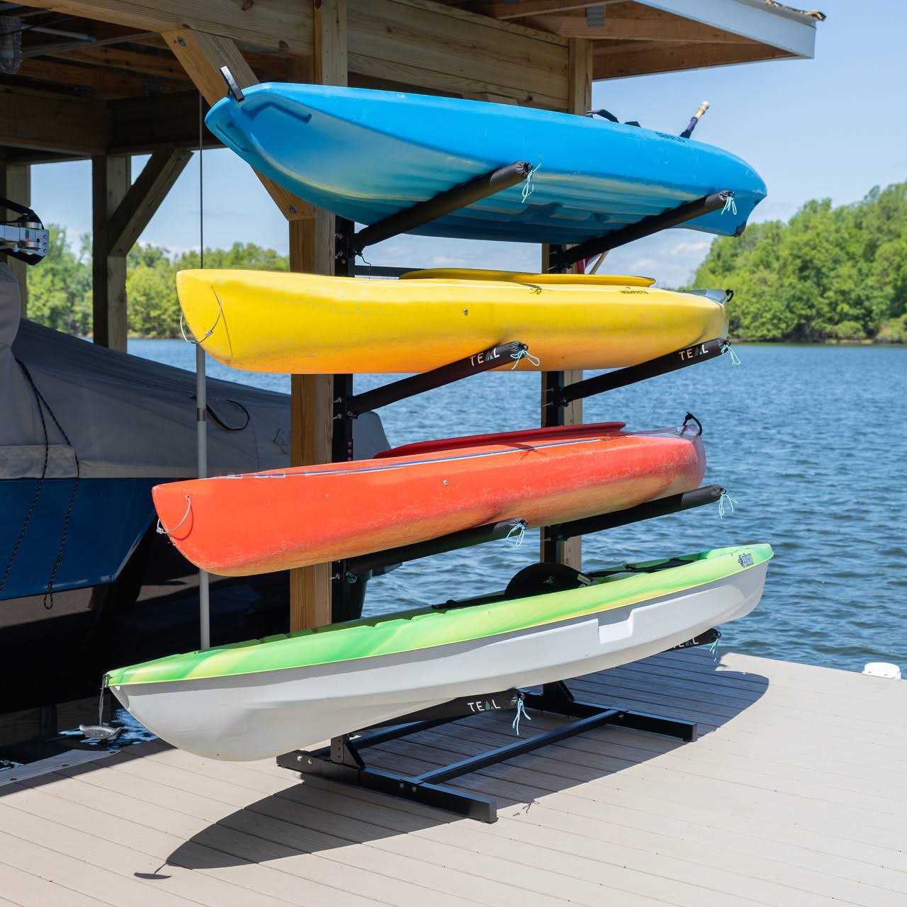 Teal Triangle Freestanding G-Watersport 4 Kayak and SUP Outdoor Storage Rack - Image 4
