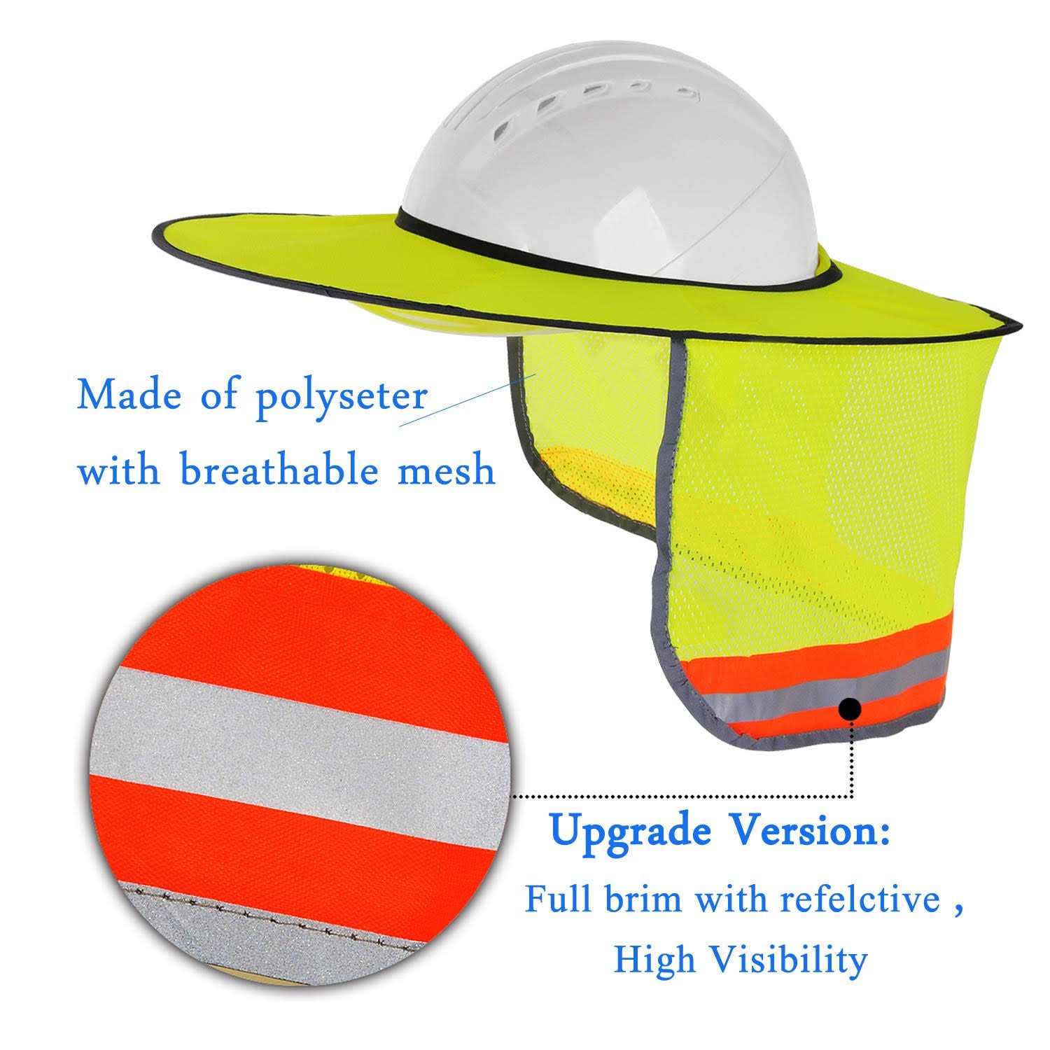 tenpluszero Hard Hat Sunshield Full Brim Neck Sunshade Reflective Hardhats - Image 3