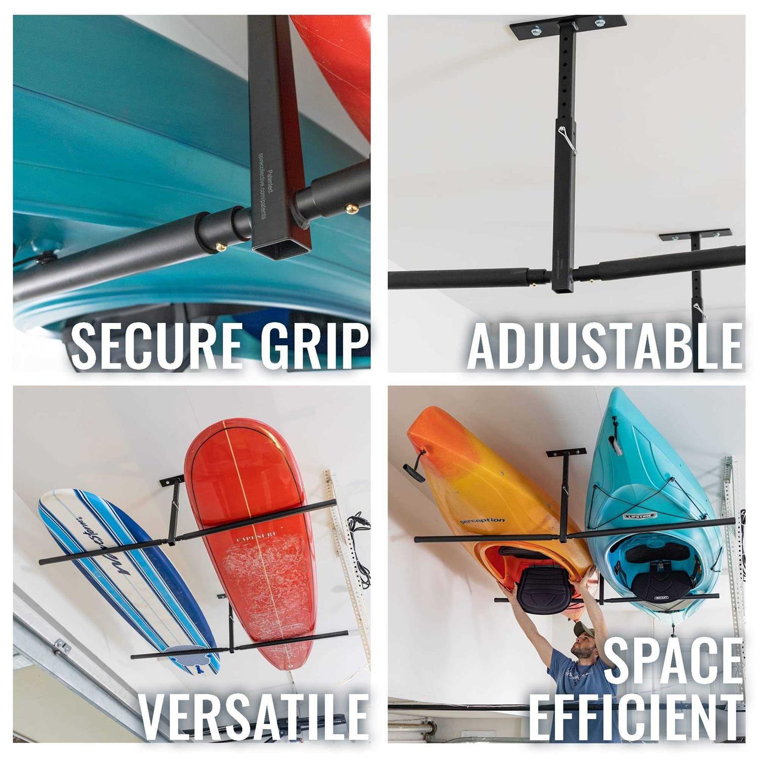 StoreYourBoard 2 Kayak Adjustable Ceiling Storage Rack - Image 4