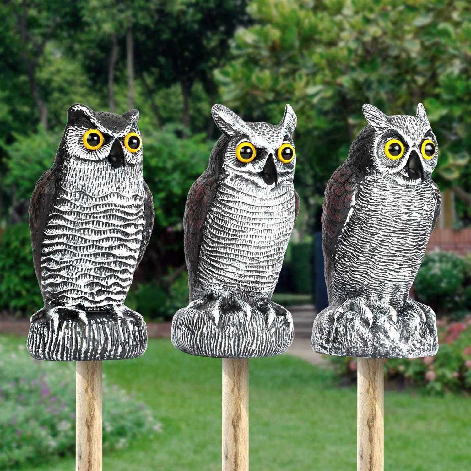 3-Pack Owl Decoys for Bird Deterrent Weatherproof Bird Repellent Devices for Outdoor Use - Image 4