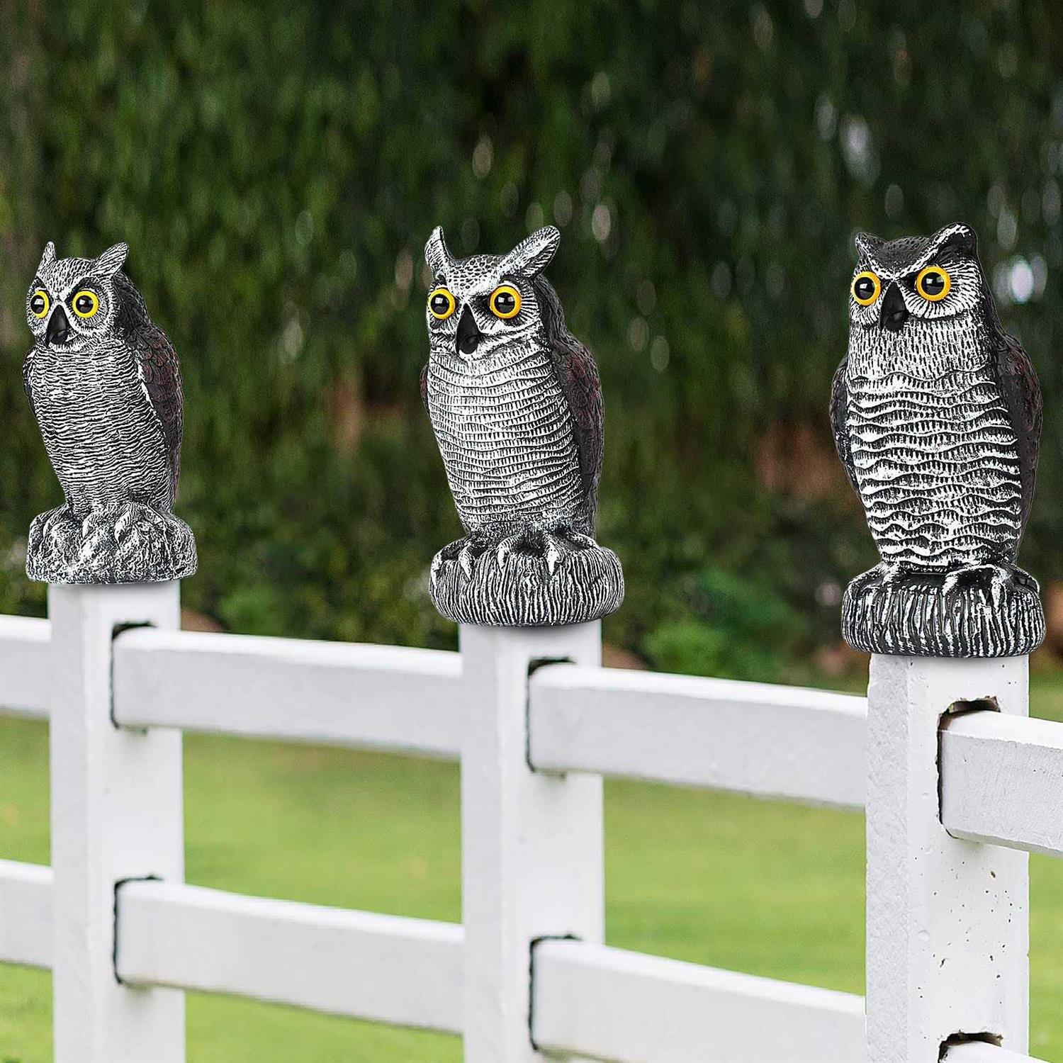 3-Pack Owl Decoys for Bird Deterrent Weatherproof Bird Repellent Devices for Outdoor Use - Image 5