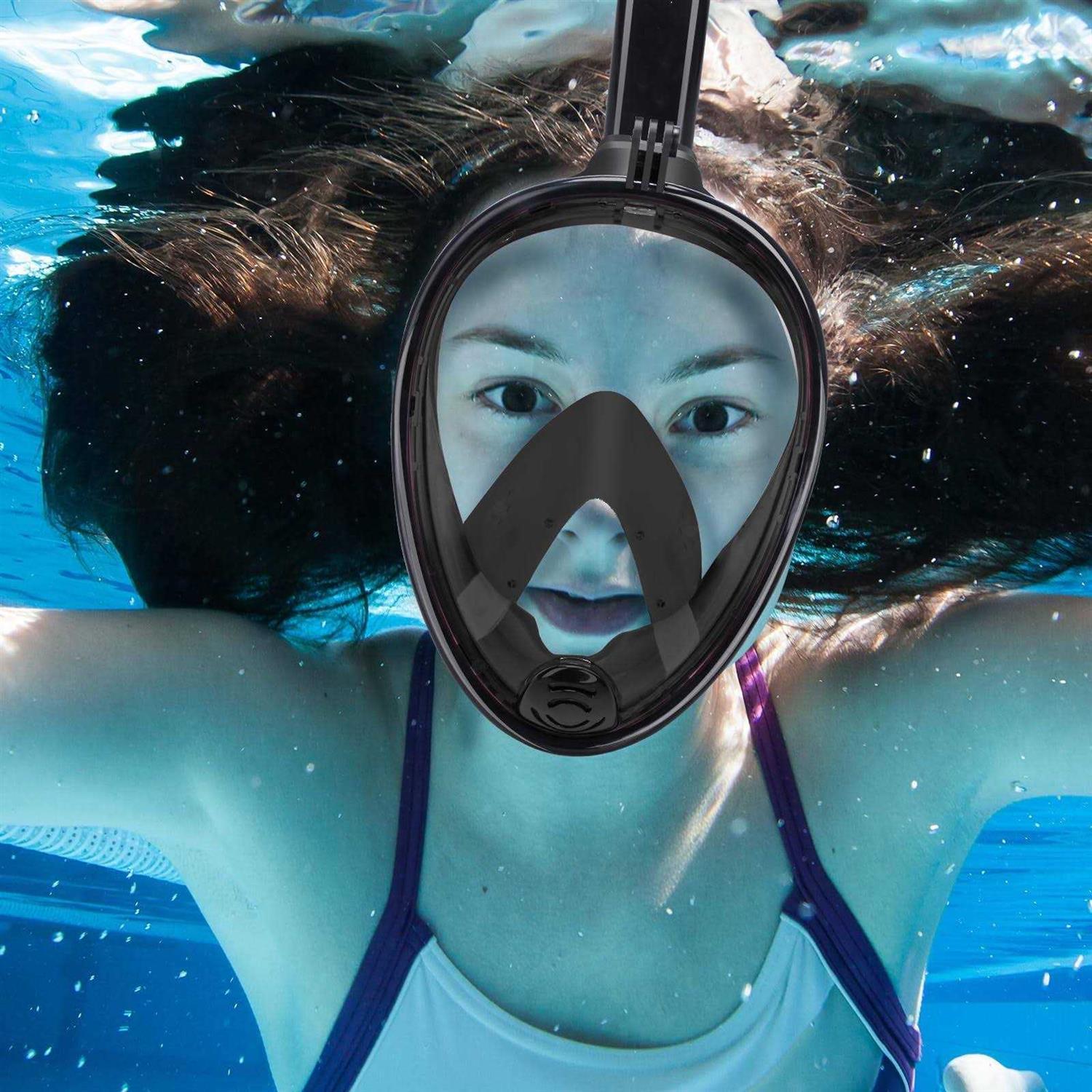 Full Face Snorkel Mask, Snorkeling Mask with Detachable Camera Mount, 180 Panoramic Anti-Fog Anti-Leak Diving Mask for Adult and Kids - Image 2