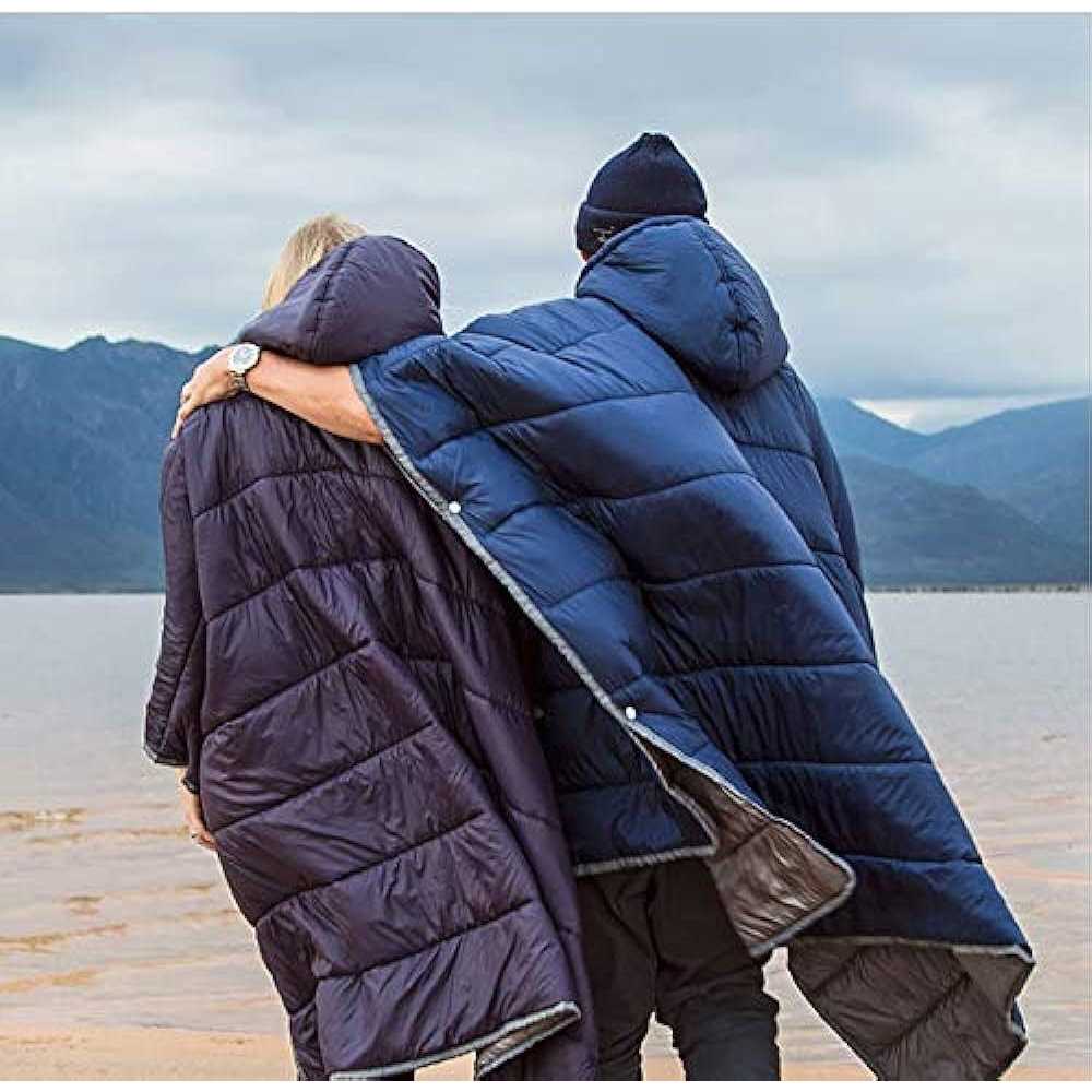 Camp Poncho Sleeping Bag Wearable Hooded Blanket Envelope Lightweight Thermal Cloak Cape Windproof with Premium Stuff Compression Sack - Image 4