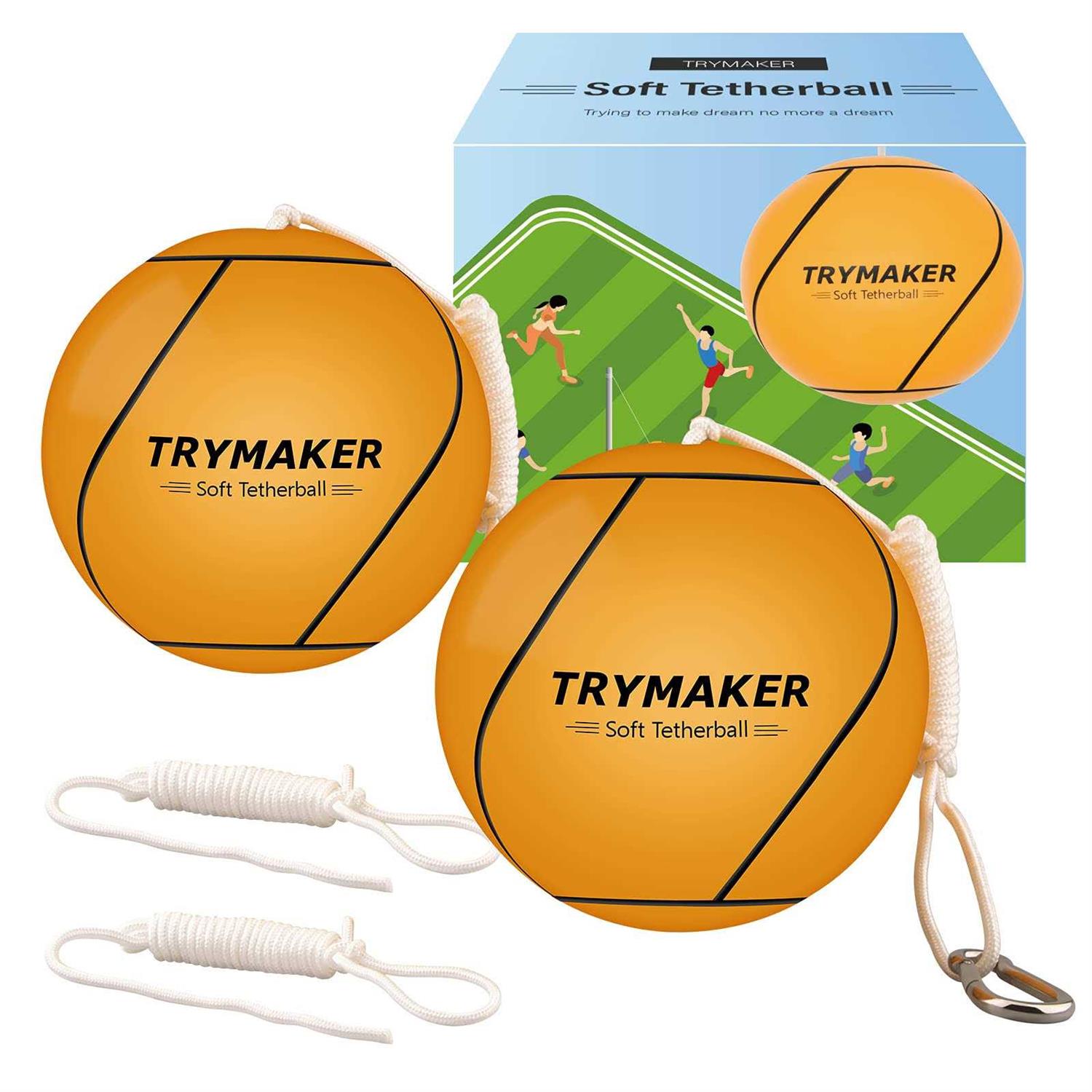 Trymaker Tetherball, Tether Balls and Rope Set for Kids,Replacement Tetherball for Adults Backyard Outdoors