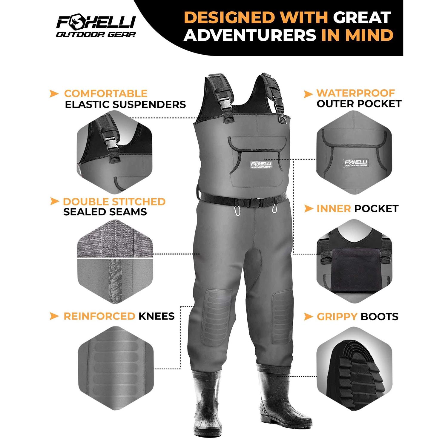 Foxelli Chest Waders Camo Neoprene Hunting & Fishing Waders for Men & Women with Boots - Image 2