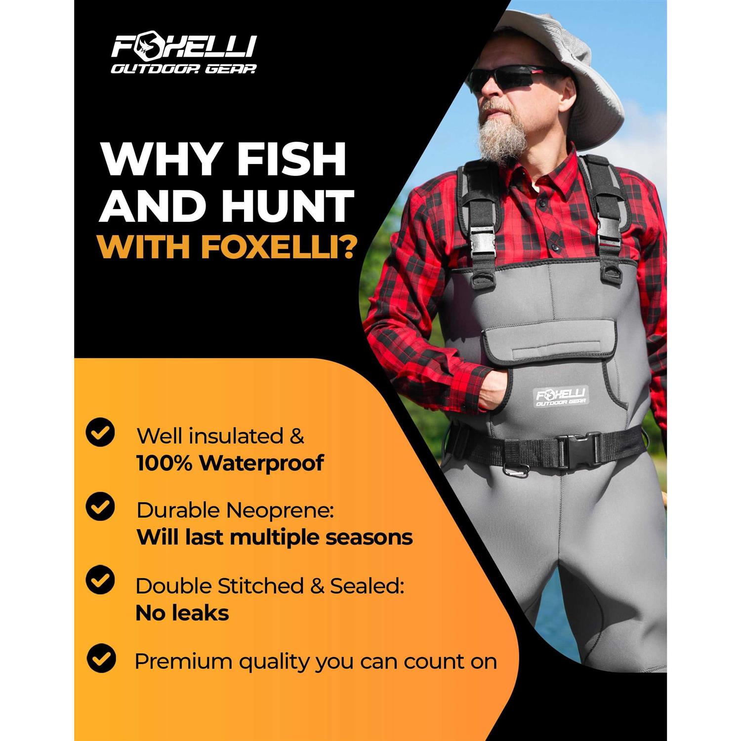 Foxelli Chest Waders Camo Neoprene Hunting & Fishing Waders for Men & Women with Boots - Image 3
