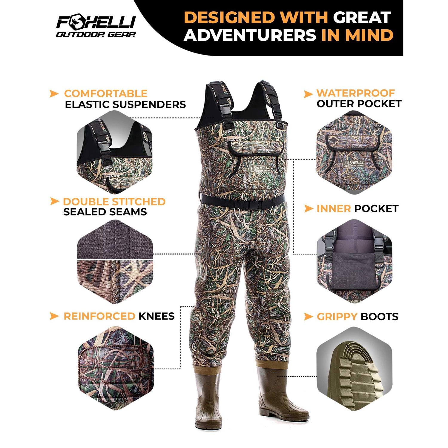 Foxelli Chest Waders Camo Neoprene Hunting & Fishing Waders for Men & Women with Boots - Image 3