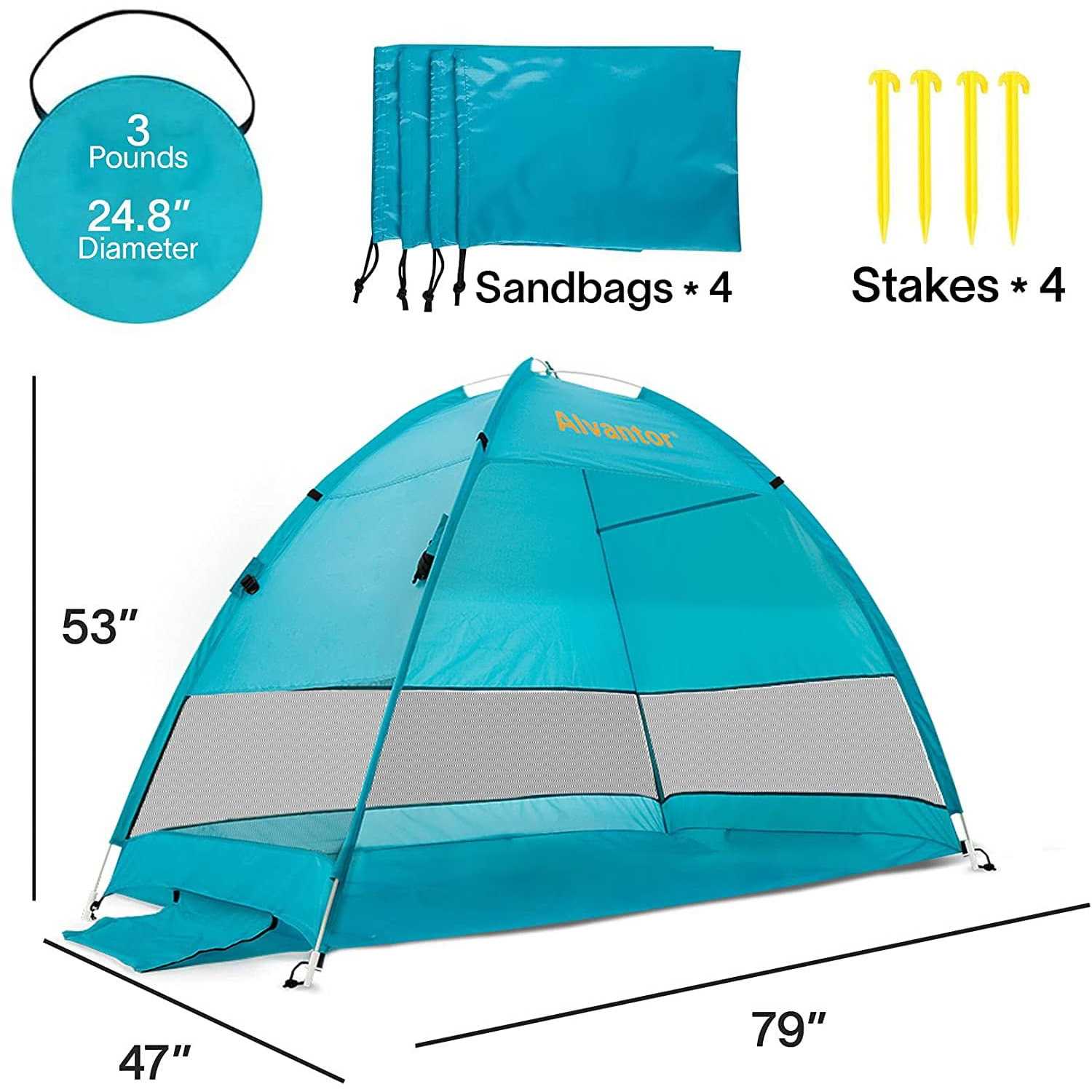 Alvantor Beach Tent Sun Shelter Umbrella Pop Up - Image 4