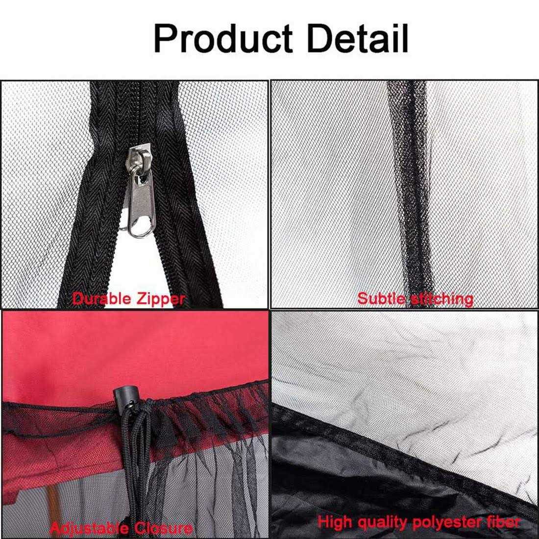 SOOSPE-MZ 10ft Patio Mosquito Netting Patio Umbrella Cover Mosquito Netting Screen,Windproof Mosquito with Zipper Portable Foldable Umbrella - Image 4