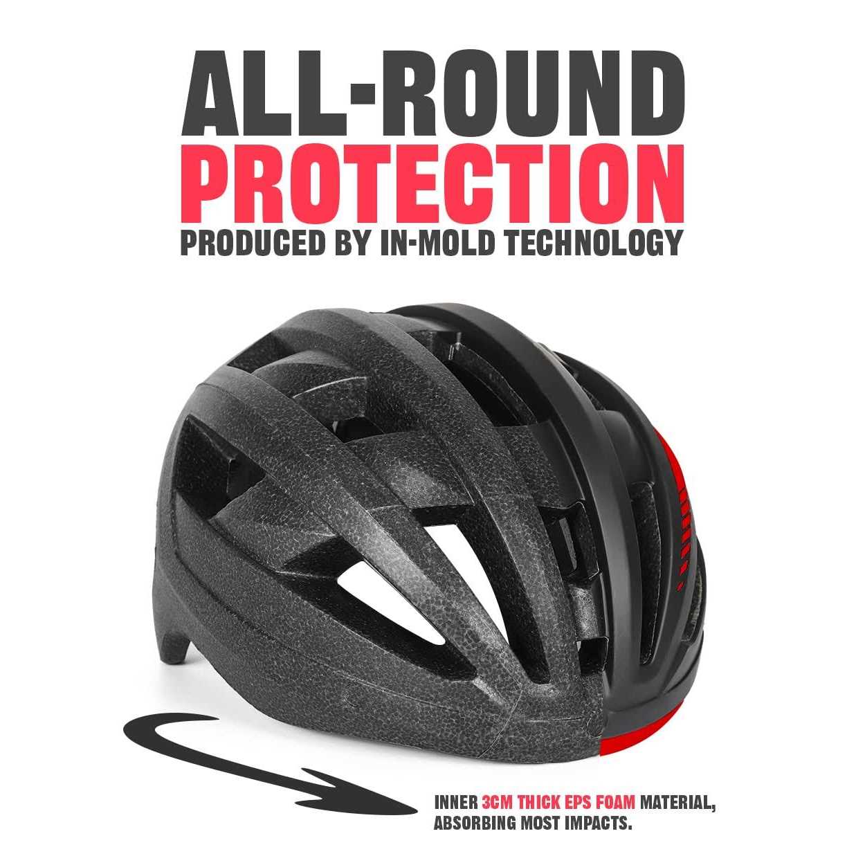 Victgoal Bike Helmet with USB Rechargeable Rear Light Detachable Magnetic Goggles Removable Sun Visor Mountain & Road Bicycle Helmets for Men Women - Image 3