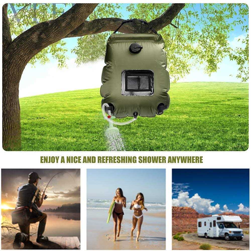 Solar Shower Bag, Solar Heating Camping Shower Bag, 5Gal Portable Camping Shower Bag, with Removable Hose and On-Off Switchable Shower Head - Image 2