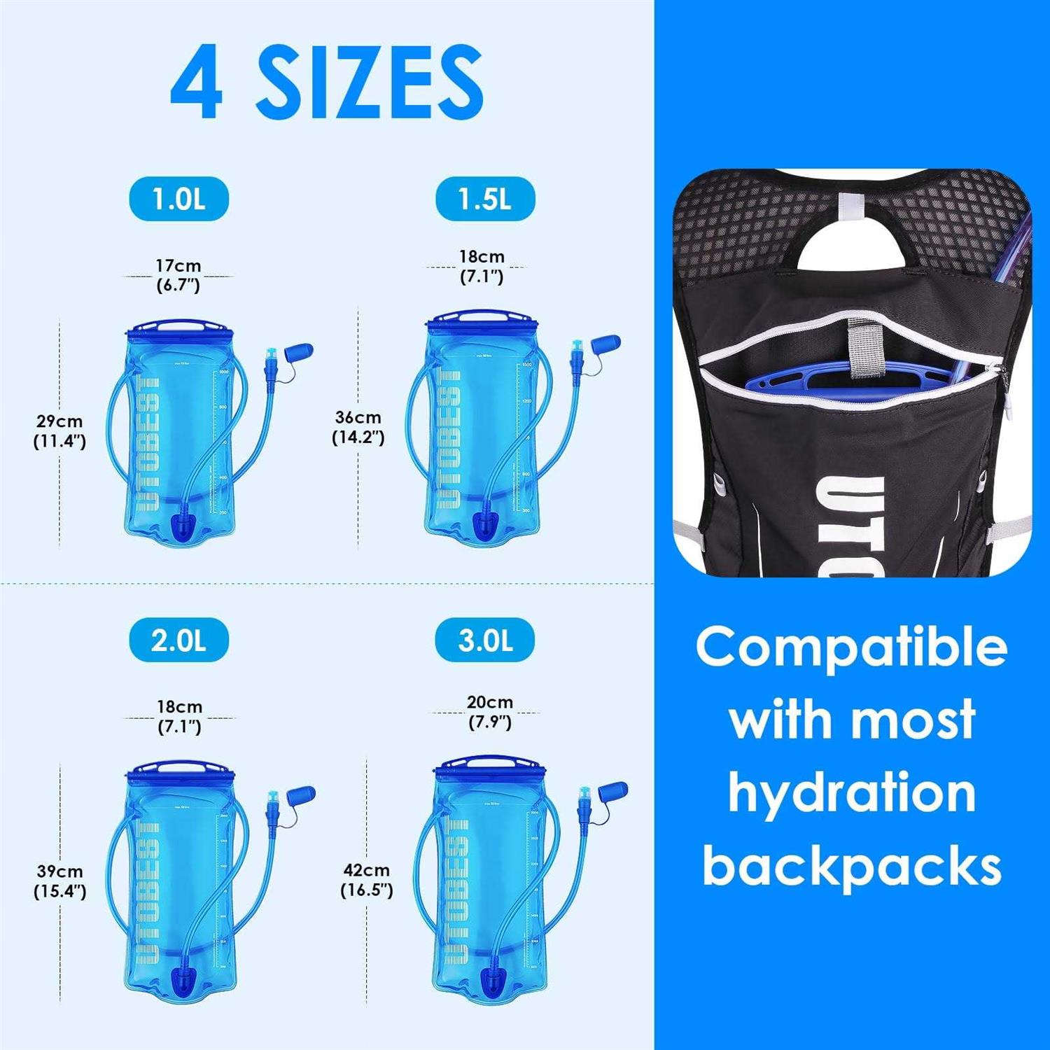 Utobest Water Bladder,Hydration Bladder 1L 1.5L 2L 3L Water Bladder for Hiking Backpack - Image 3