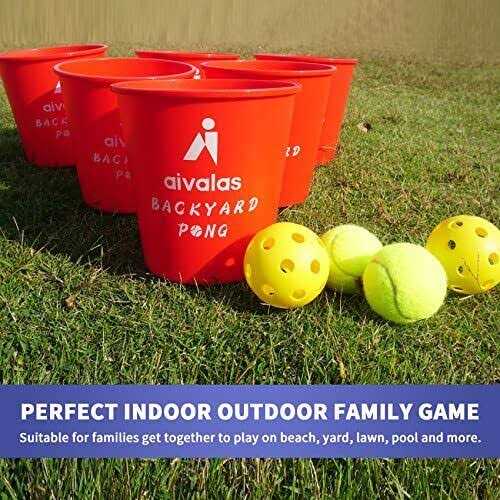Aivalas Yard Pong Outdoor Games Set, Giant Yard Pong game for adults and family with 12 Buckets, 4 Balls and a carrying Bag - Image 4