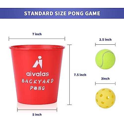 Aivalas Yard Pong Outdoor Games Set, Giant Yard Pong game for adults and family with 12 Buckets, 4 Balls and a carrying Bag - Image 5