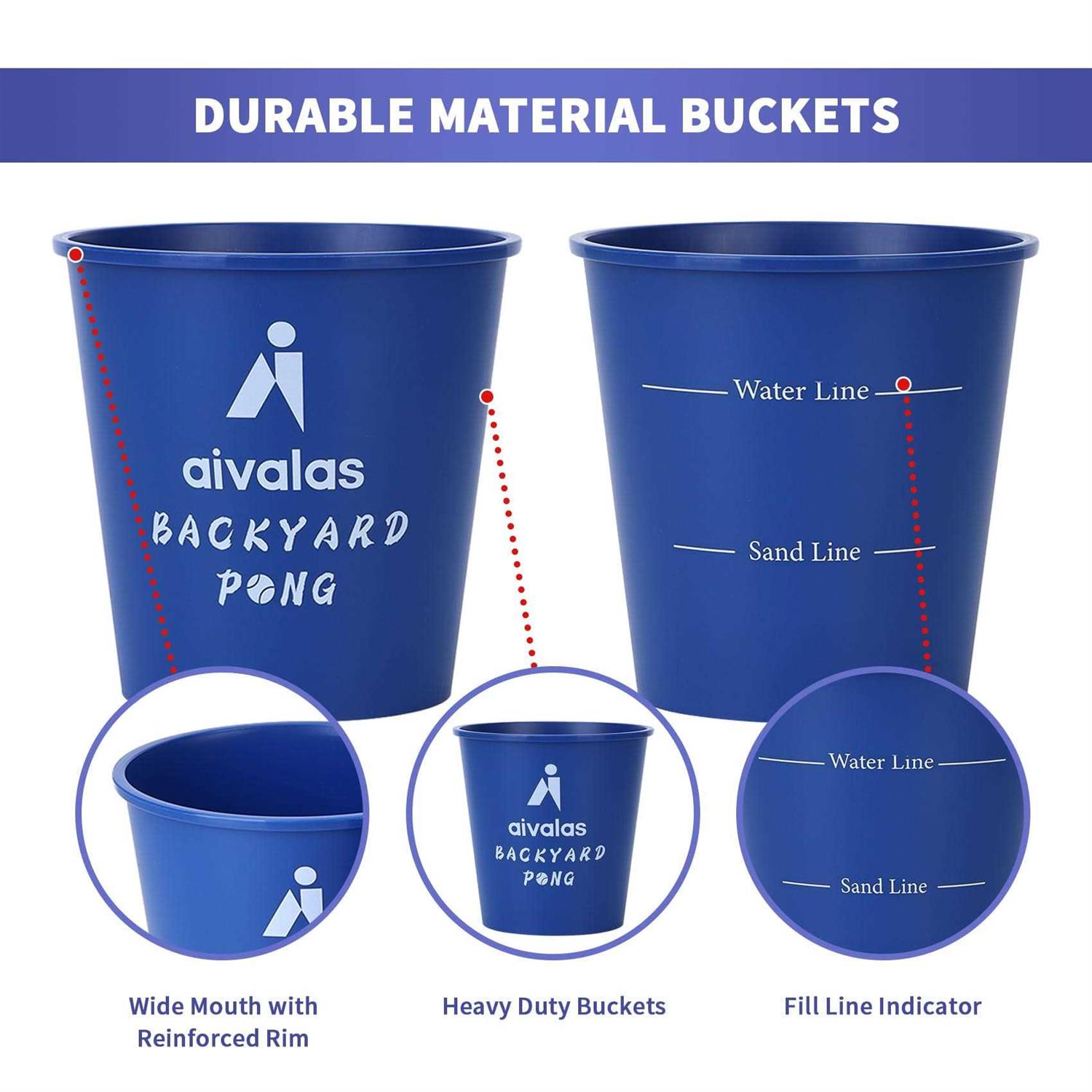 Aivalas Yard Pong Outdoor Games Set, Giant Yard Pong game for adults and family with 12 Buckets, 4 Balls and a carrying Bag - Image 3