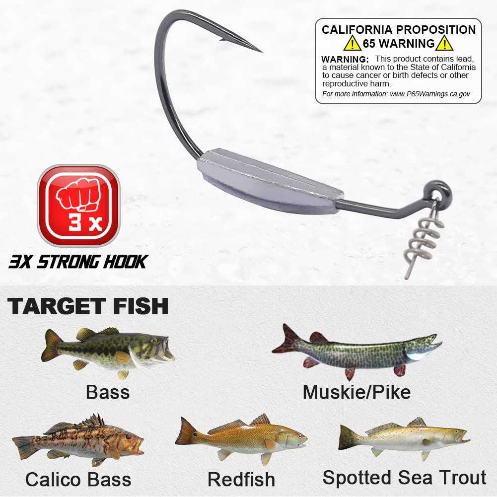 Weighted-Swimbait-Hooks-Jig-Heads-Soft Plastic Worm Fishing Hooks 3/0 4/0 5/0 6 Pack - Image 4