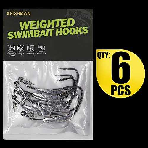 Weighted-Swimbait-Hooks-Jig-Heads-Soft Plastic Worm Fishing Hooks 3/0 4/0 5/0 6 Pack - Image 5