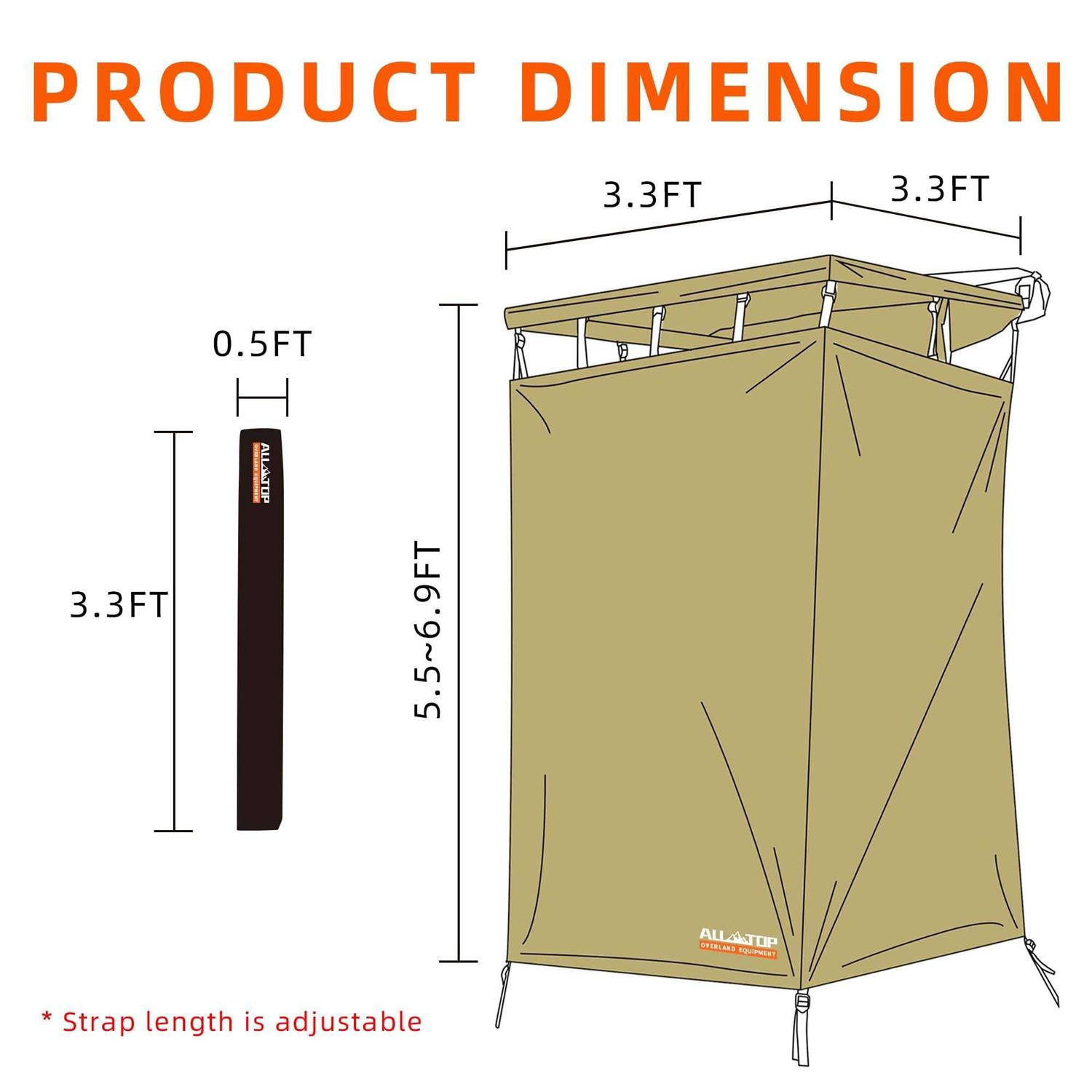 All-top Vehicle Awning Shower Room with Roof 3.3ft x 3.3ft - Image 3