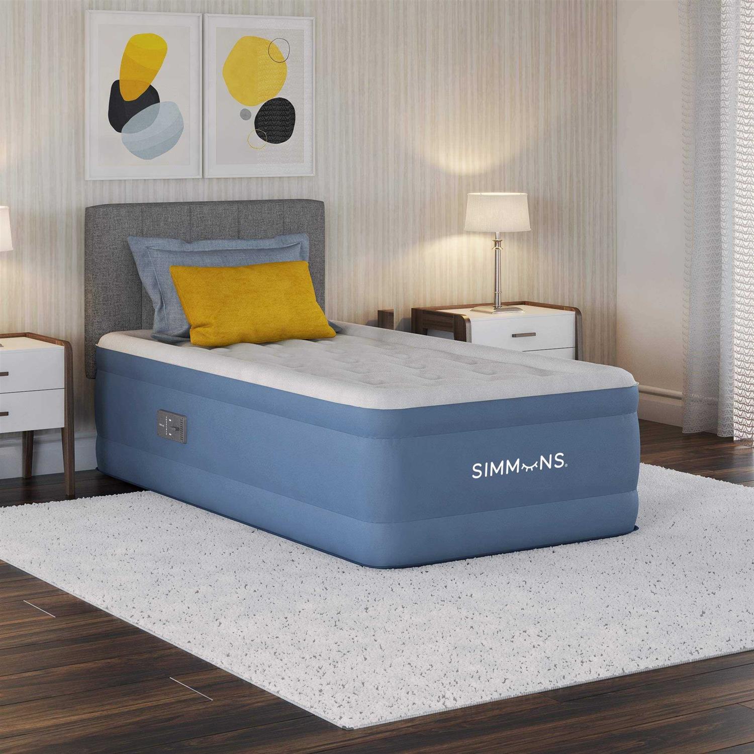 Simmons Rest Aire Mattress Air Bed with Side Built-in Pump and Soft Velveteen Topper