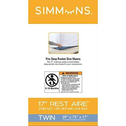Simmons Rest Aire Mattress Air Bed with Side Built-in Pump and Soft Velveteen Topper - Image 3