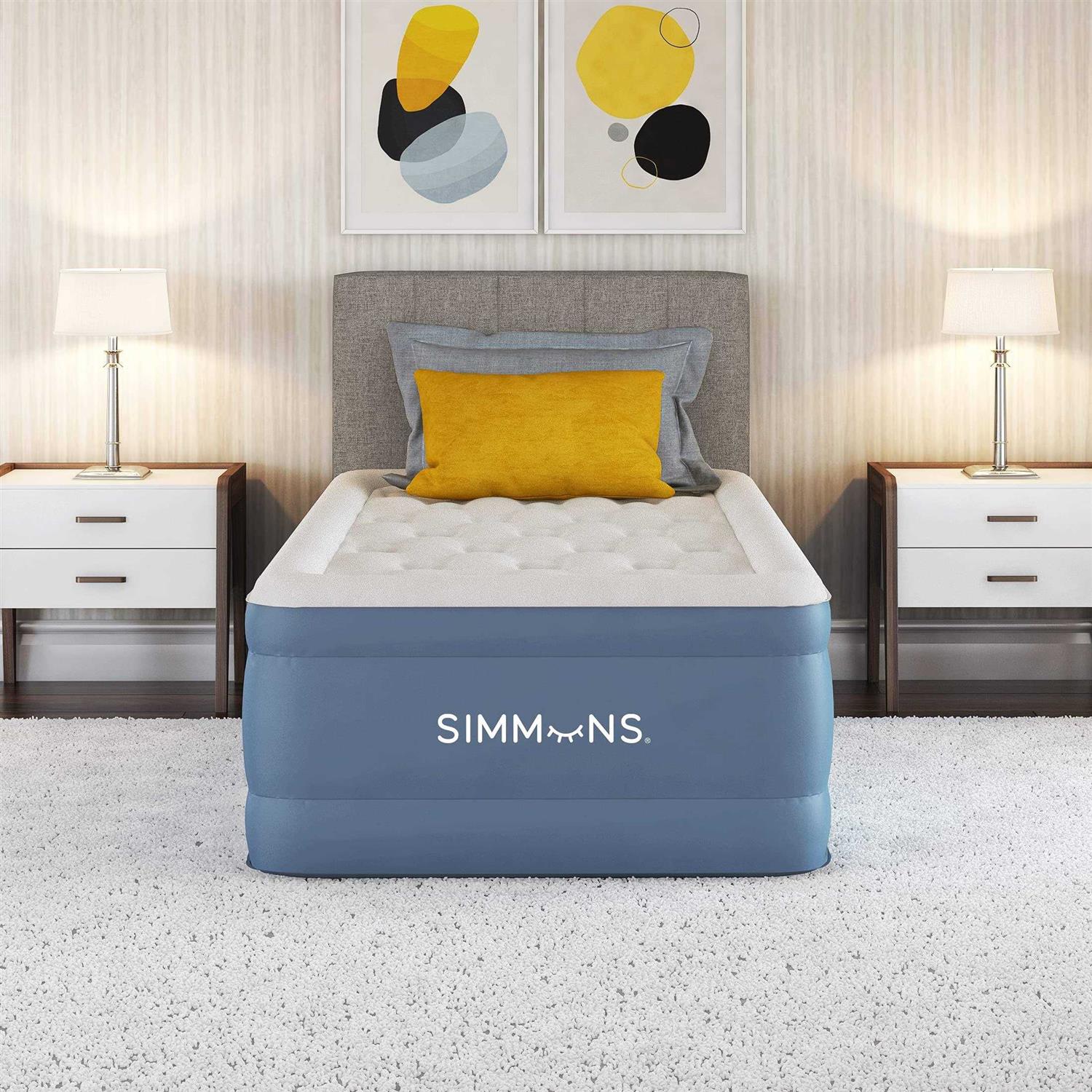Simmons Rest Aire Mattress Air Bed with Side Built-in Pump and Soft Velveteen Topper - Image 4