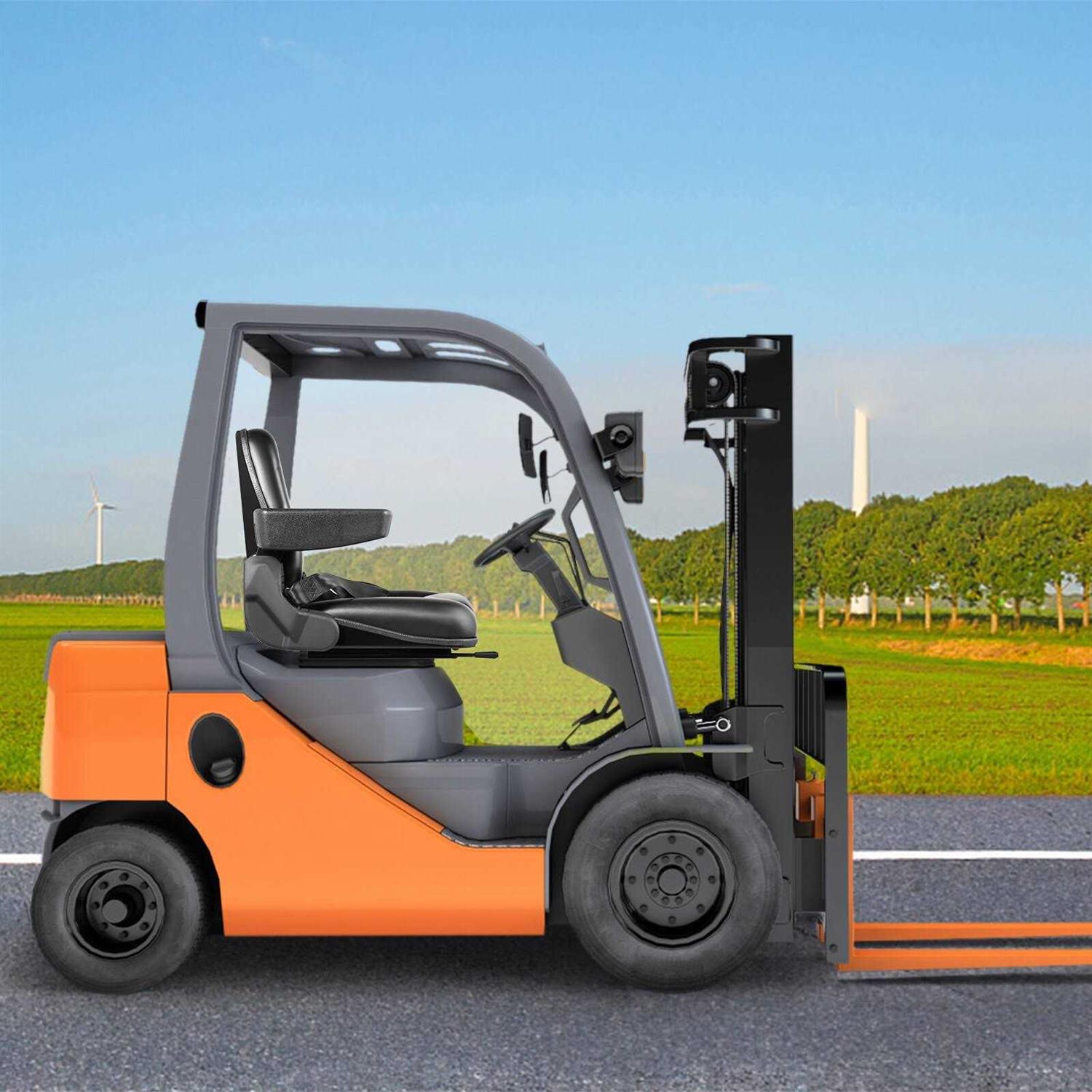 VEVOR Universal Forklift Seat Black PVC Tractor Seat 6 Adjustable Mower Seat Foldable Seat Including Armrests&Seat - Image 4