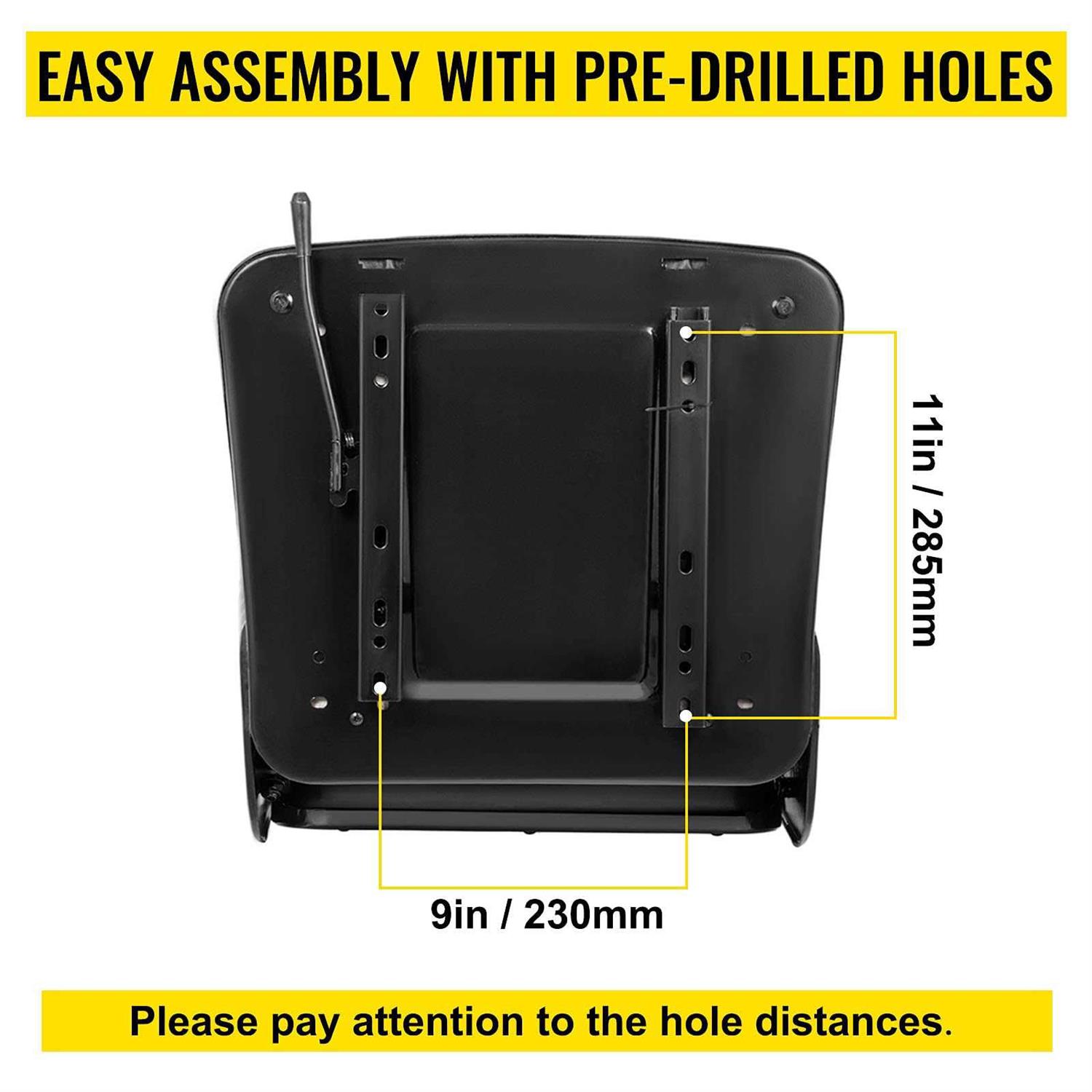 VEVOR Universal Forklift Seat Black PVC Tractor Seat 6 Adjustable Mower Seat Foldable Seat Including Armrests&Seat - Image 4