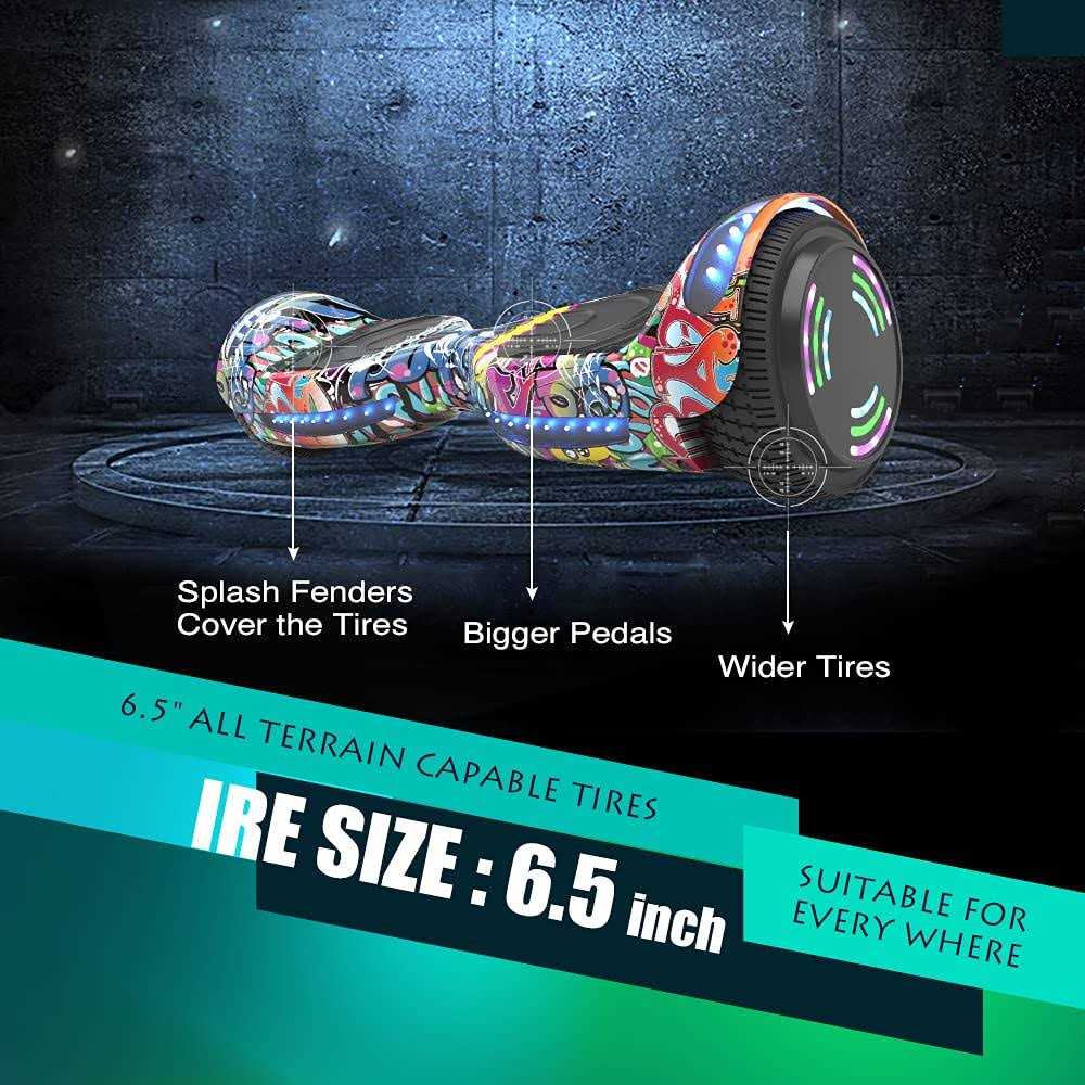 Star Wheel Hoverboard with Bluetooth 6.5 inch Self Balancing Scooter with Science Fiction LED Wheels - Image 3