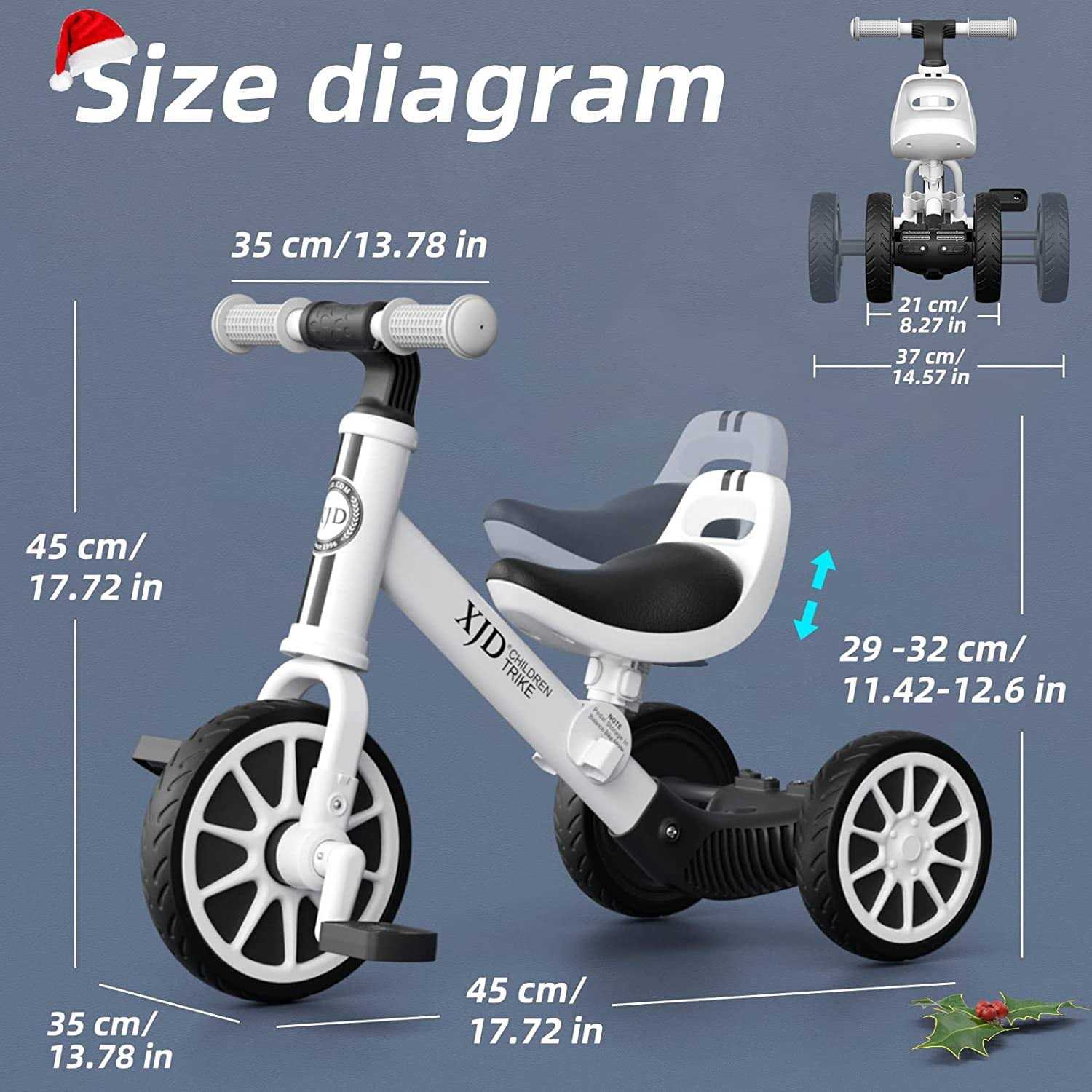 Xjd 5 in 1 Toddler Bike for 1-5 Years Old Boys Girls Kids Trikes for Balance Training Baby Bike Infant Trike - Image 4