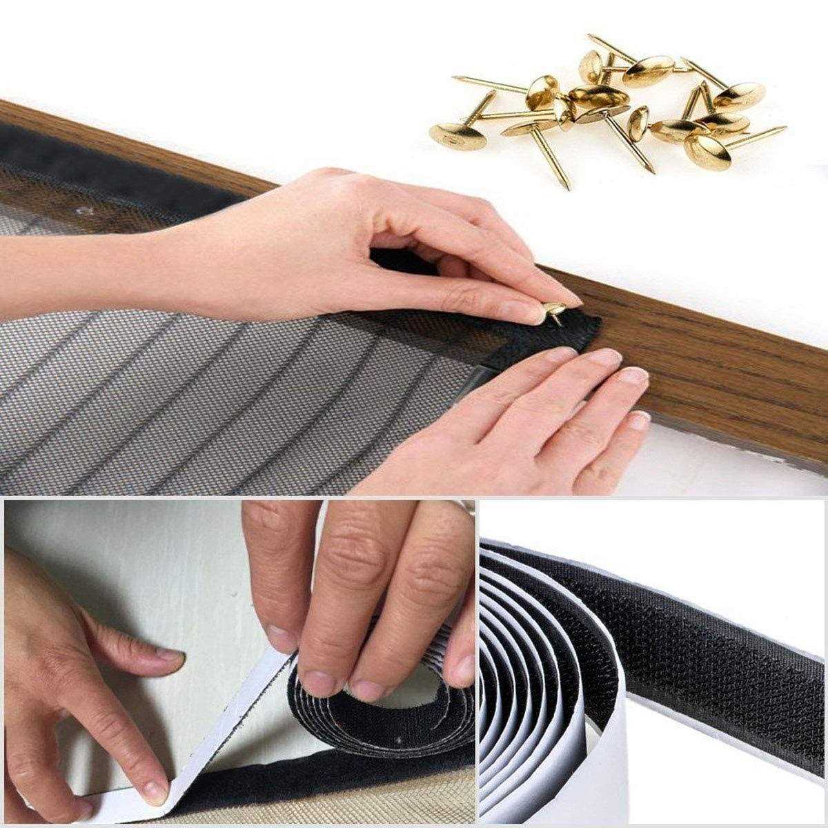 Large Hands Free Mesh Screen Net Door Magic Curtain with Heavy Duty Magnets Full Frame Velcro Mesh Curtain fit up to 72 inch x 80 inch Inchs Door - Image 3