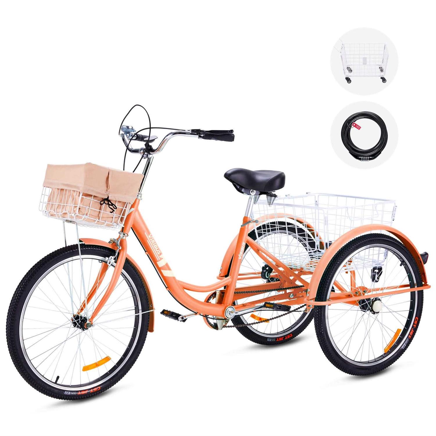 Viribus Single Speed Adult Tricycle 3 Cruiser Bike Removable Wheeled Basket - Image 4