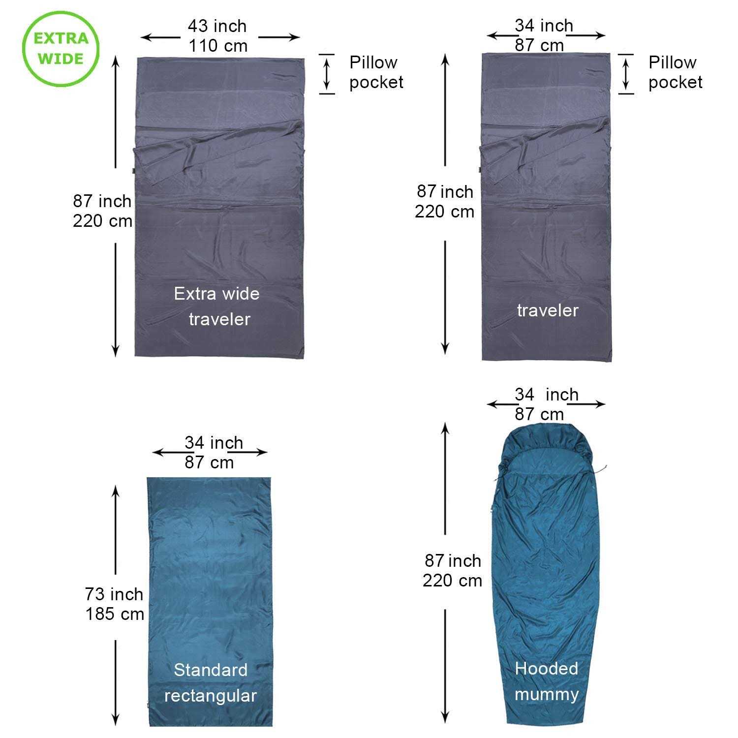 Browint Silk Sleeping Bag Liner, Silk Sleep Sheet, Sack, Extra Wide 87'x43' Sheet - Image 4