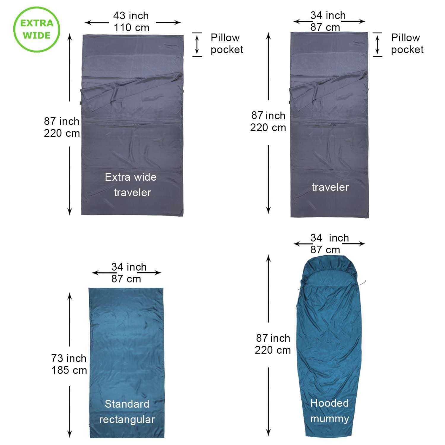 Browint Silk Sleeping Bag Liner, Silk Sleep Sheet, Sack, Extra Wide 87'x43' Sheet - Image 3