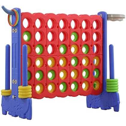 UNICOO Giant 4 in a Row Game with Carrying Bag, Giant 4-to-Score Game Set with Basketball and Hoop - Image 5
