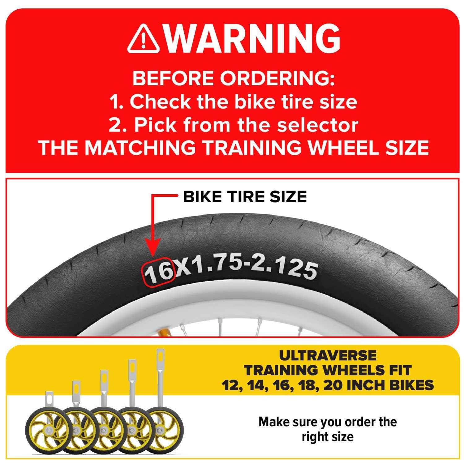 Ultraverse Kids Bike Training Wheels Tire Size with Wide Silent Wheels - Image 4