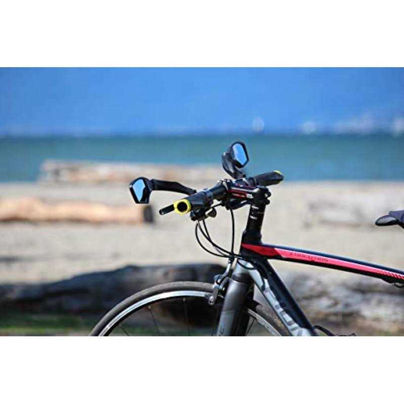 BriskMore Black Bar End Mirrors HD Glass Convex Lens Bicycle Rearview Mirror - Image 3