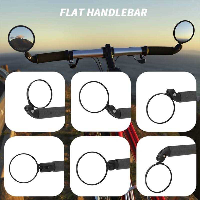 BriskMore Black Bar End Mirrors HD Glass Convex Lens Bicycle Rearview Mirror - Image 5