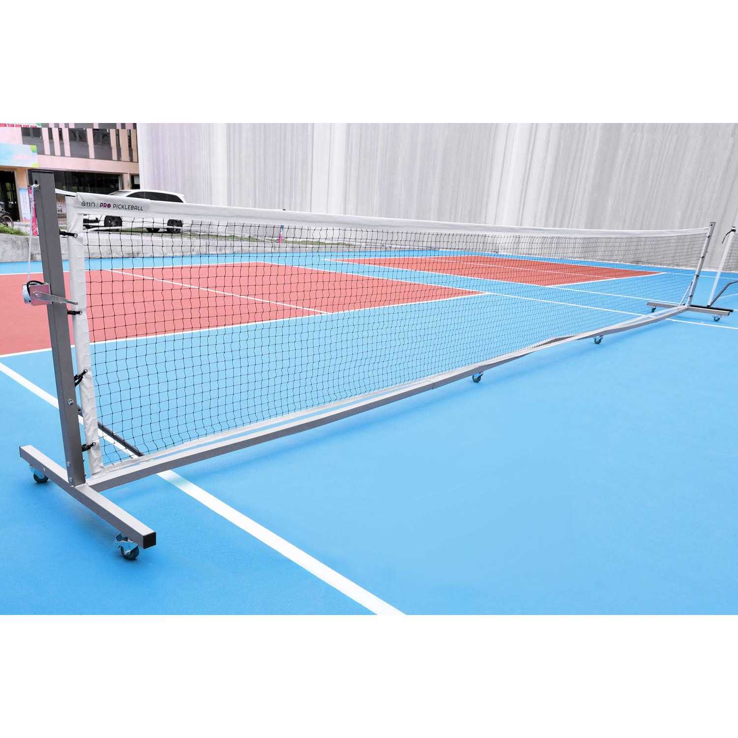 A11N 22ft Tournament Pickleball Net, with Wheels and Hand Winch System - Image 3