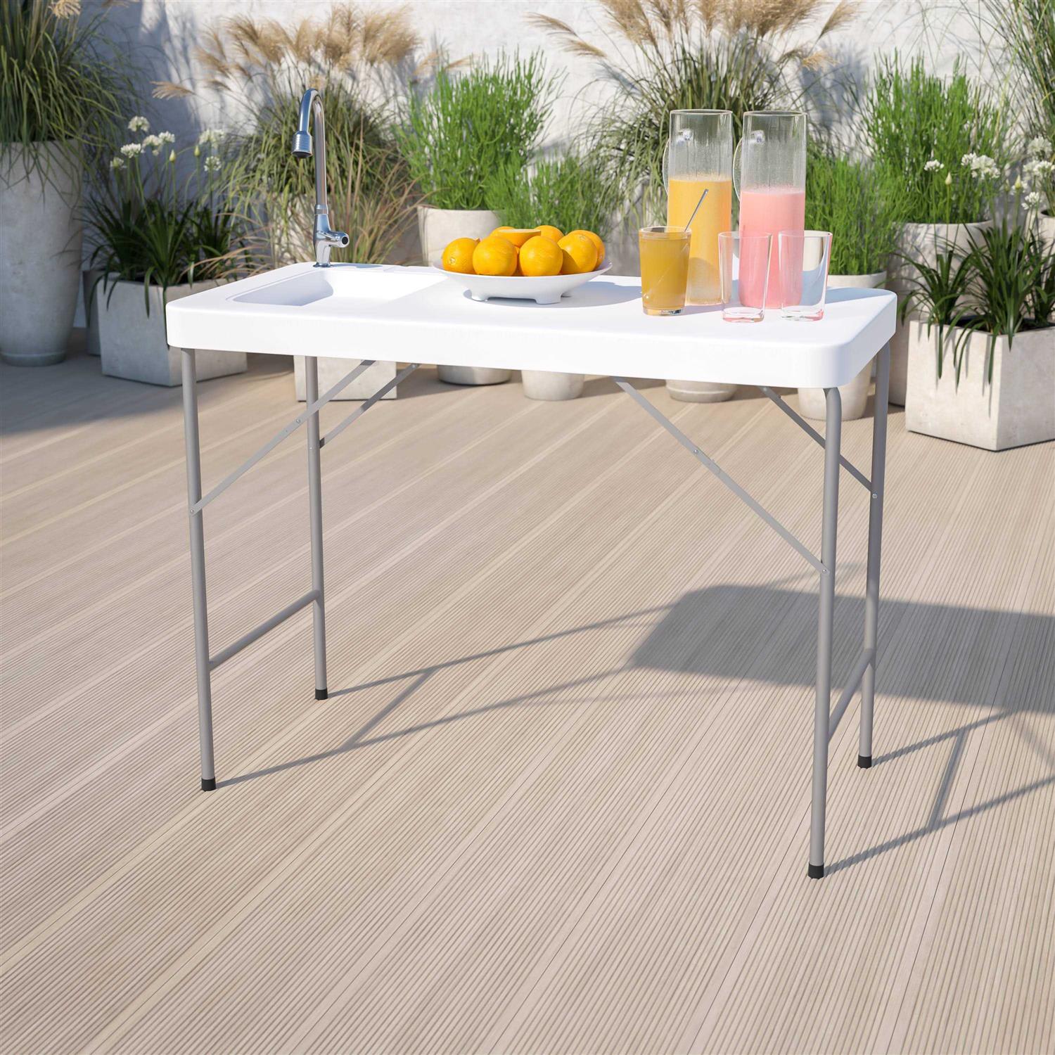 Flash Furniture 4-Foot Portable Fish Cleaning Table / Outdoor Camping Table & Sink DAD-PYZ-116-GG - Image 3